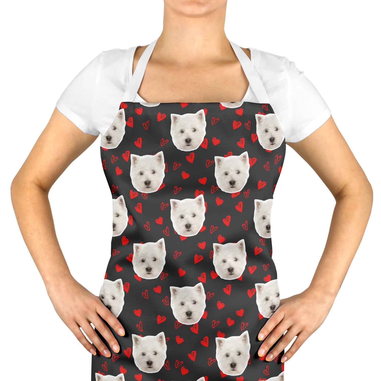 Love Heart Pattern Personalised Dog Apron
