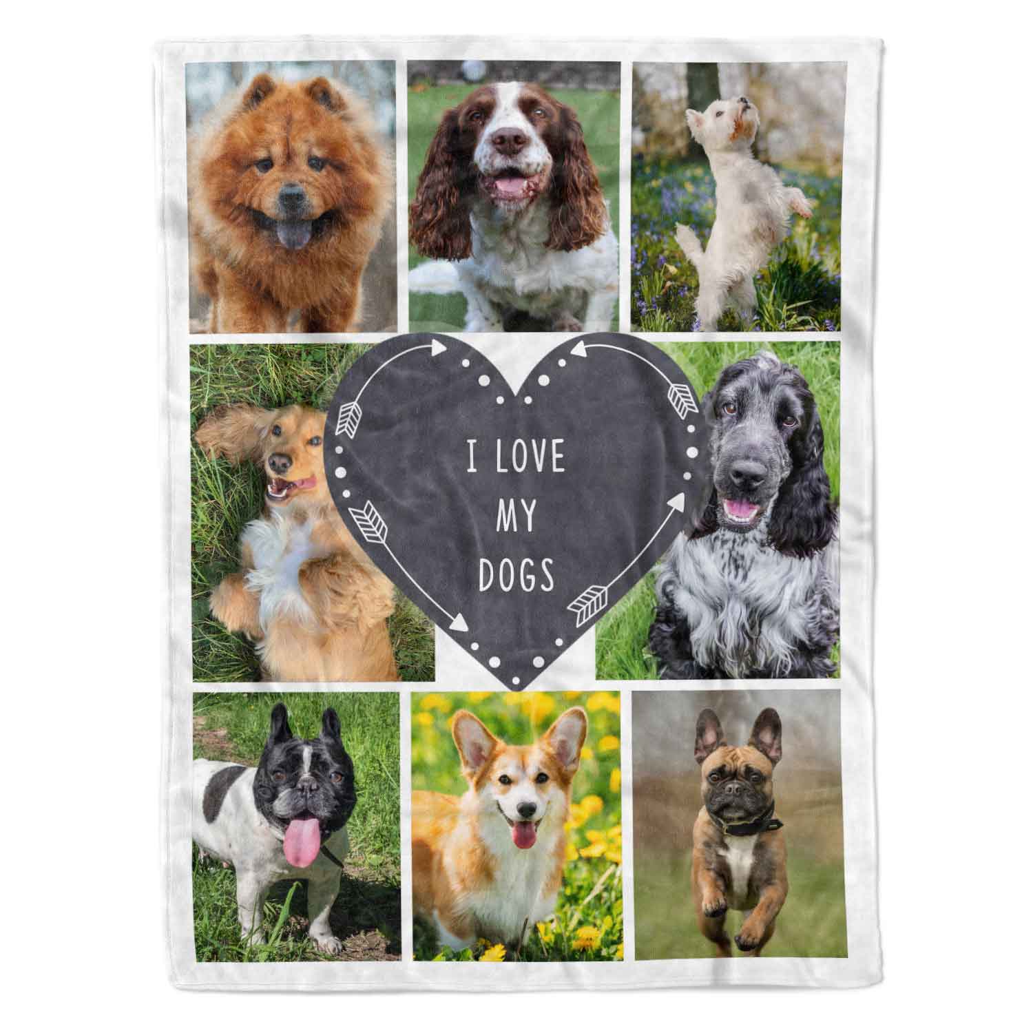 Dog Photo Collage Personalised Text Blanket