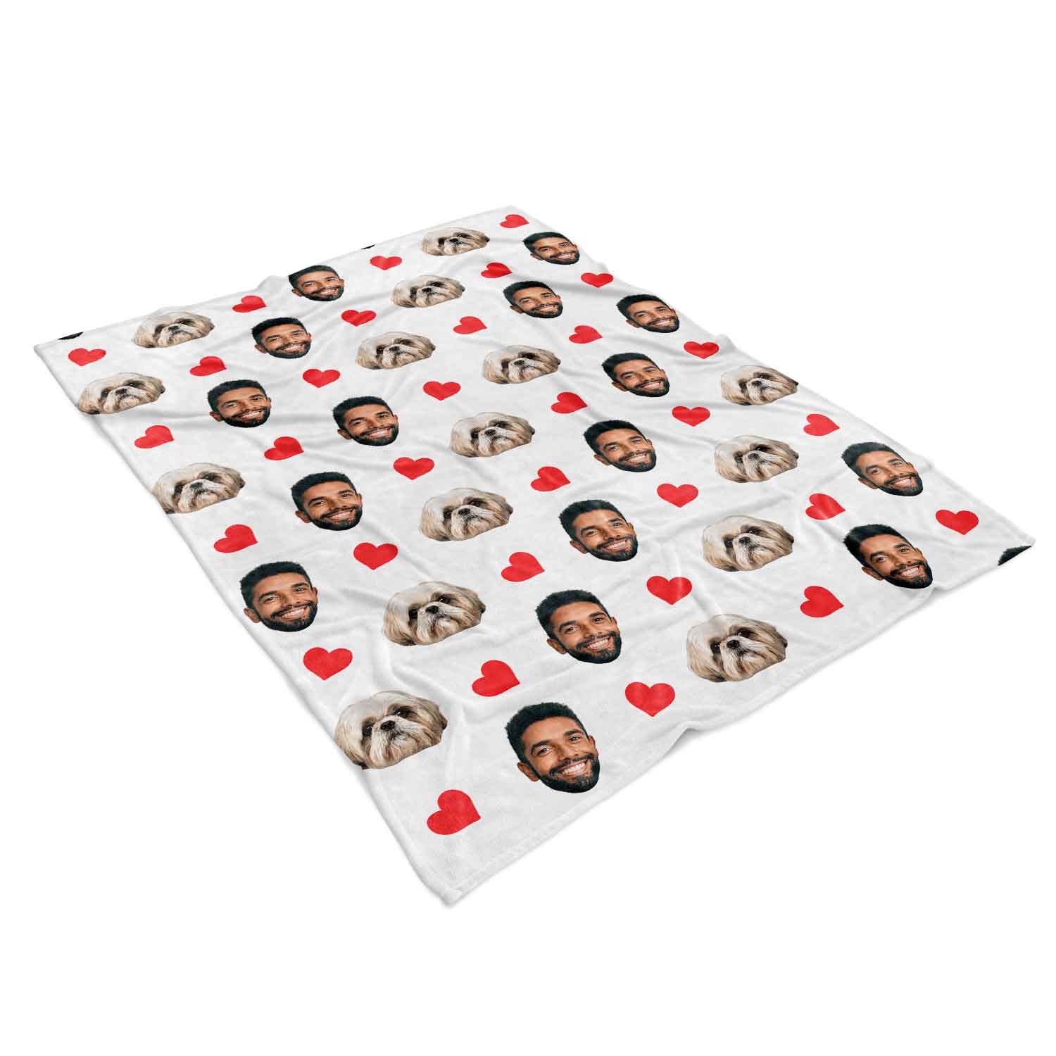 Your Dog Face Hearts Personalised Blanket