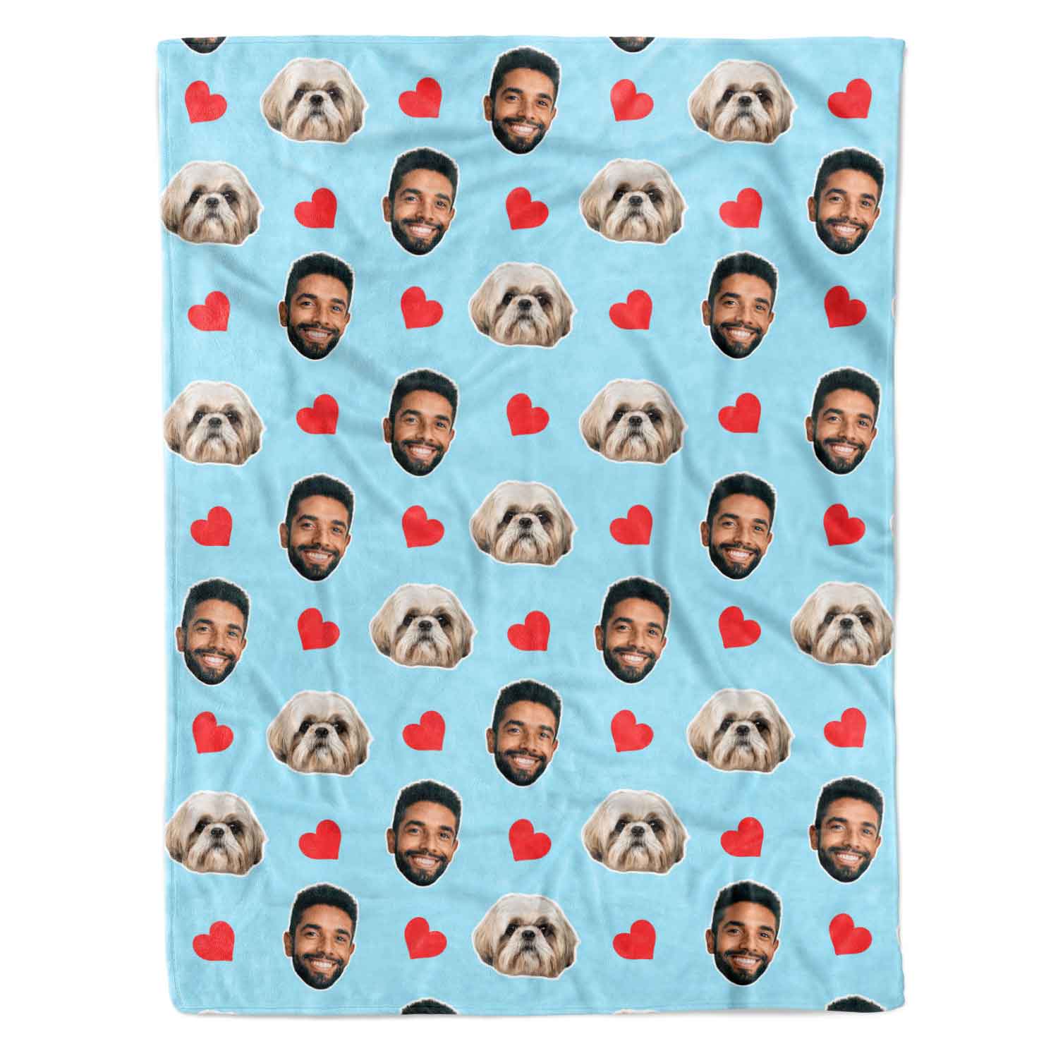 Your Dog Face Hearts Personalised Blanket