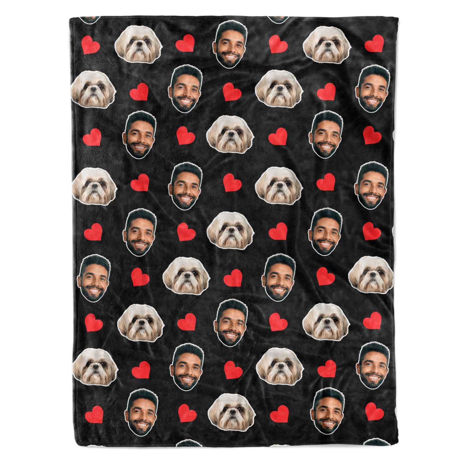 Your Dog Face Hearts Personalised Blanket