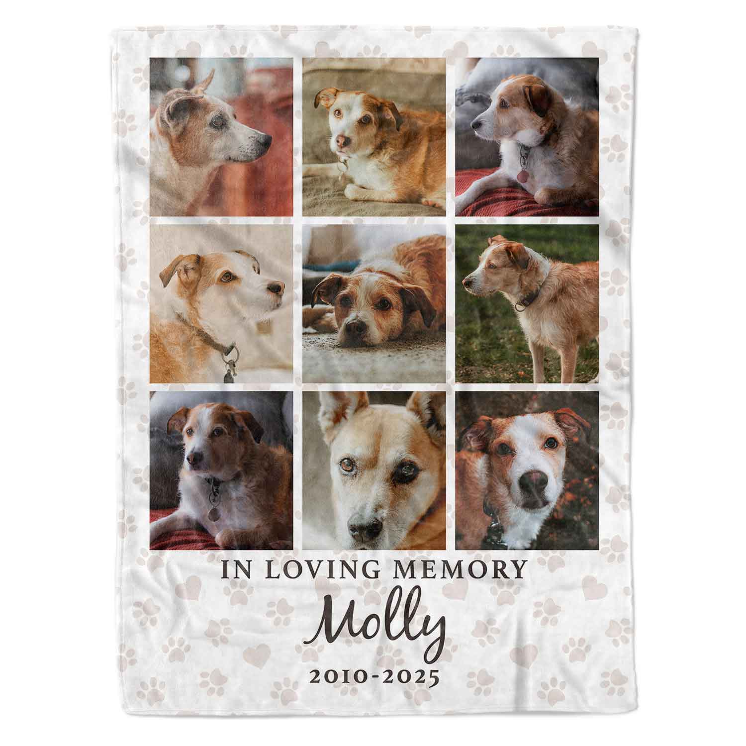 In Loving Memory (Dog Name) Photo Collage Memorial Blanket