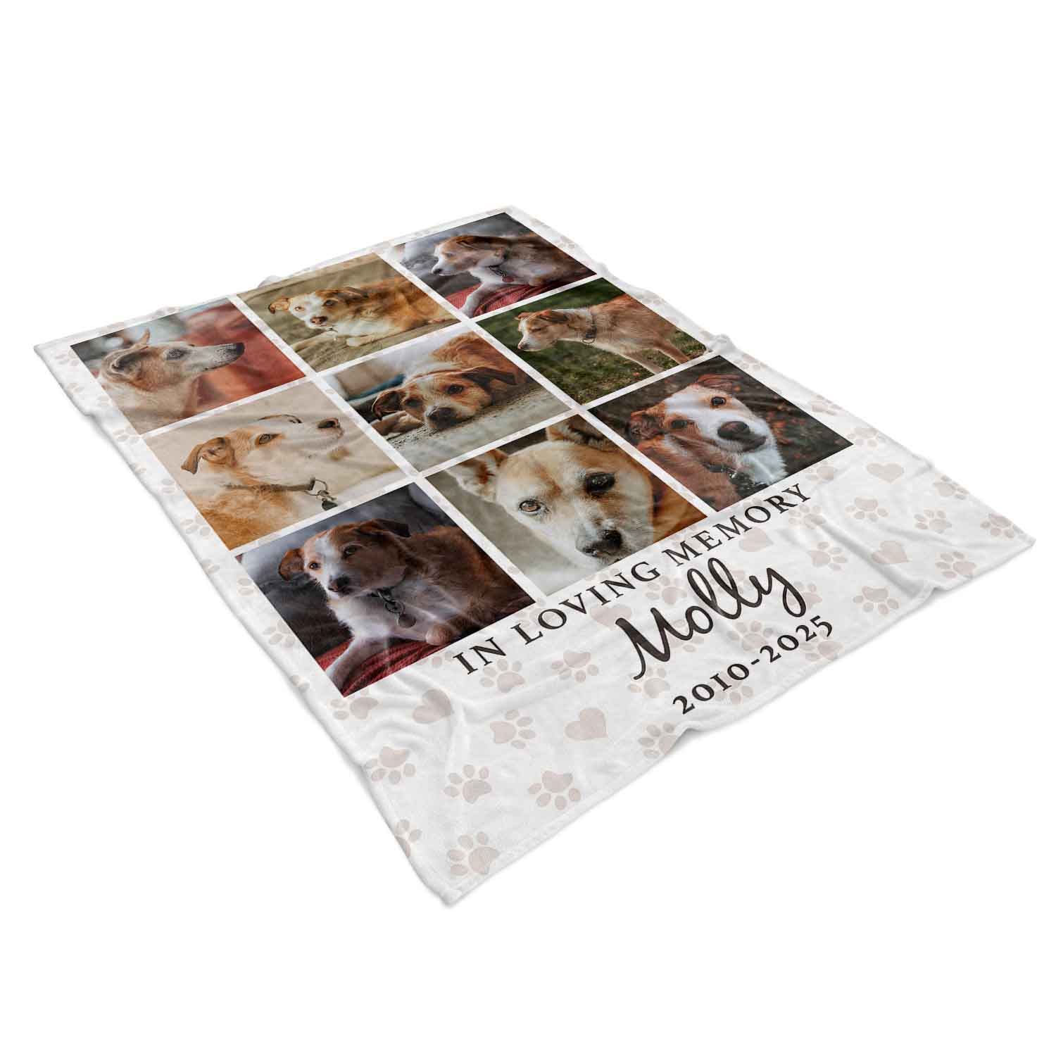 In Loving Memory (Dog Name) Photo Collage Memorial Blanket