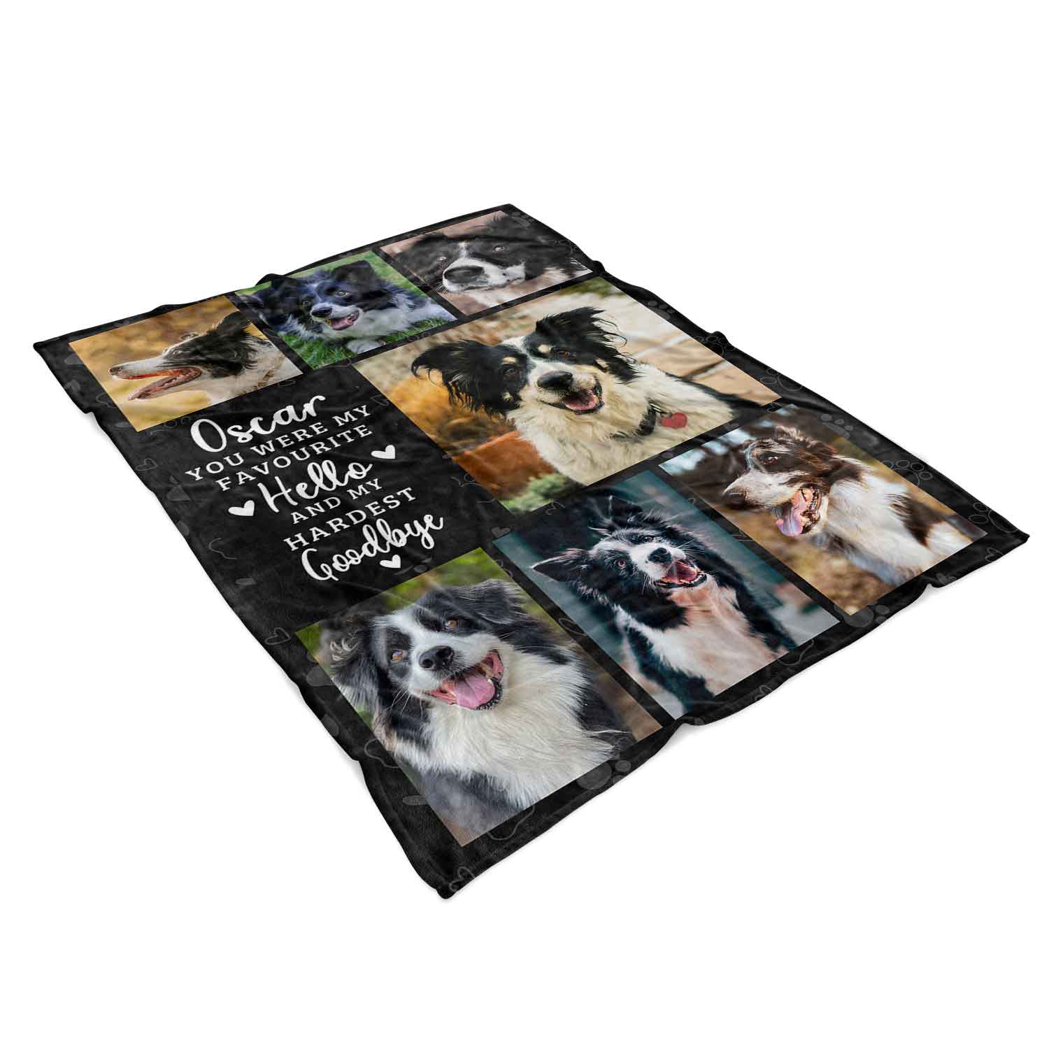 (Dog Name) Favourite Hello & Hardest Goodbye Photo Collage Memorial Blanket