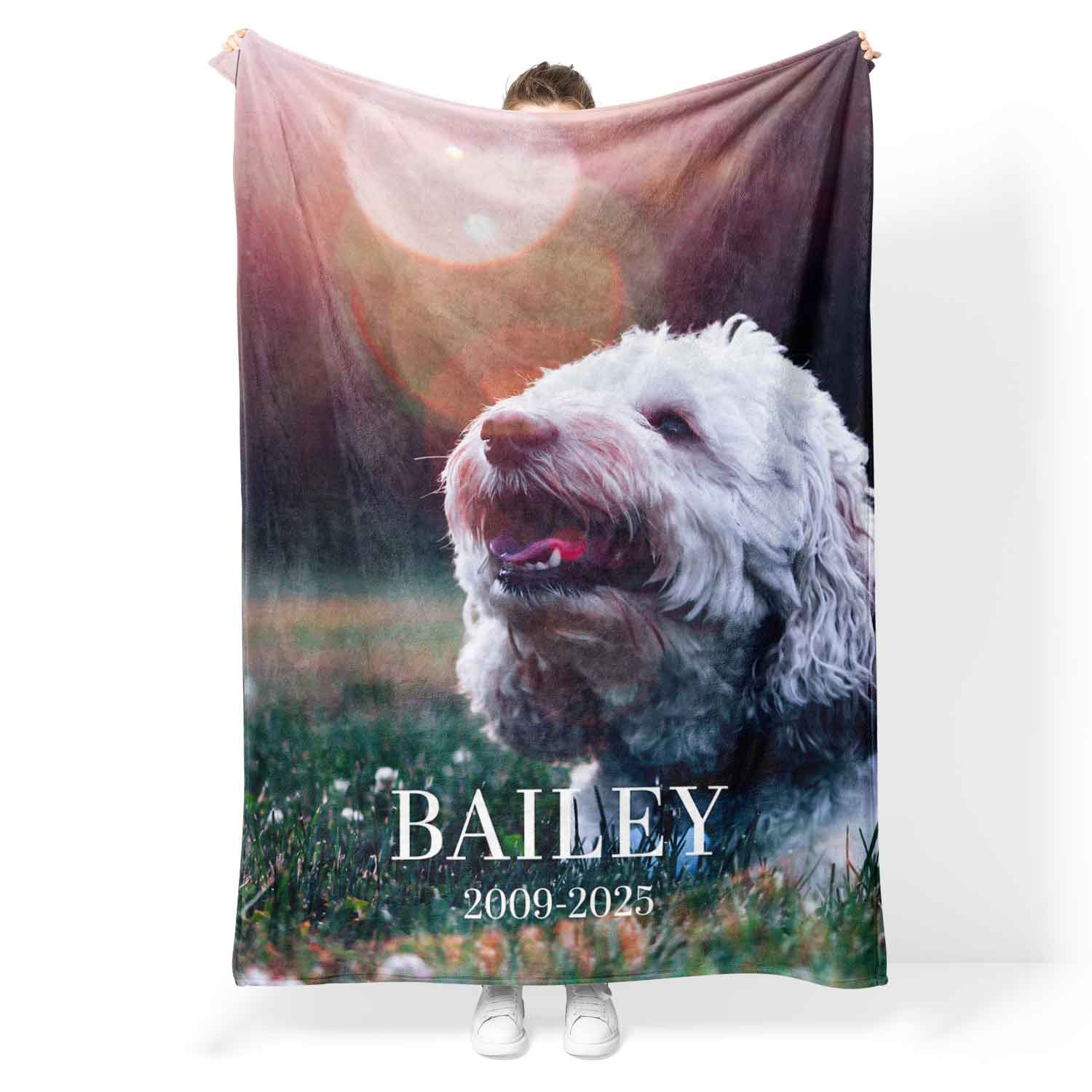(Dog Name & Date) Full Photo Memorial Blanket