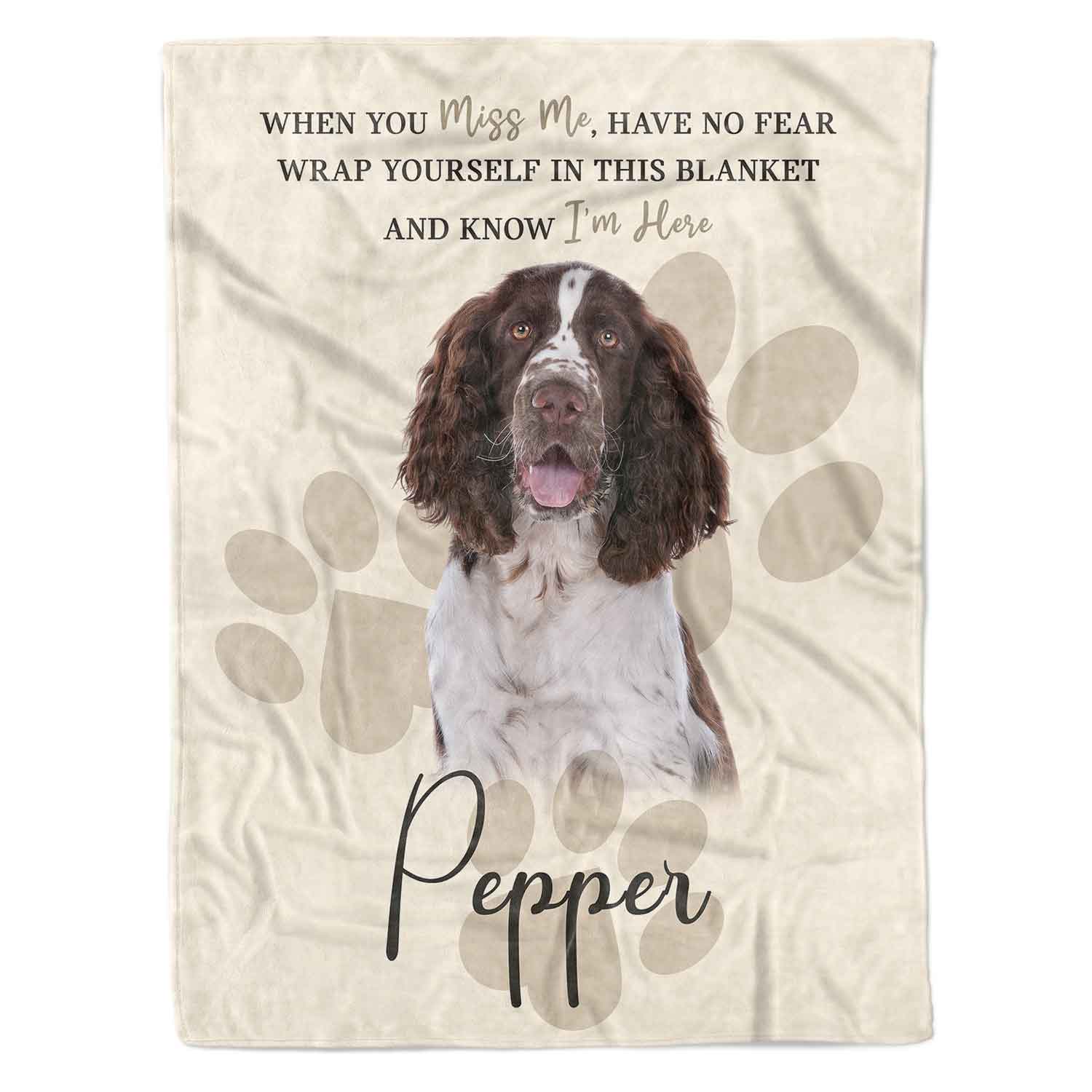 When You Miss Me Know I'm Here (Dog Name) Memorial Blanket