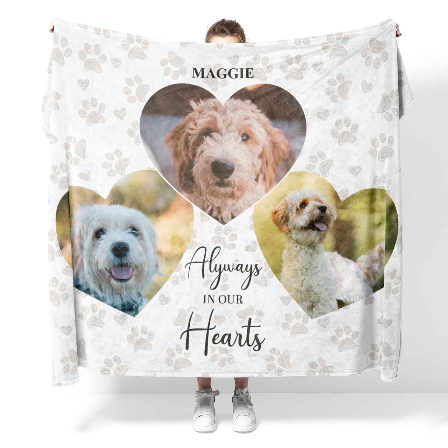 Always In Our Hearts Dog Photo Collage Memorial Blanket