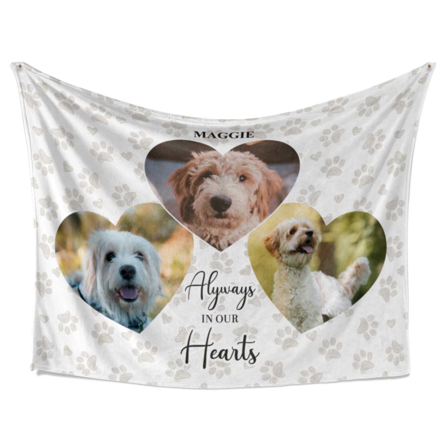 Always In Our Hearts Dog Photo Collage Memorial Blanket