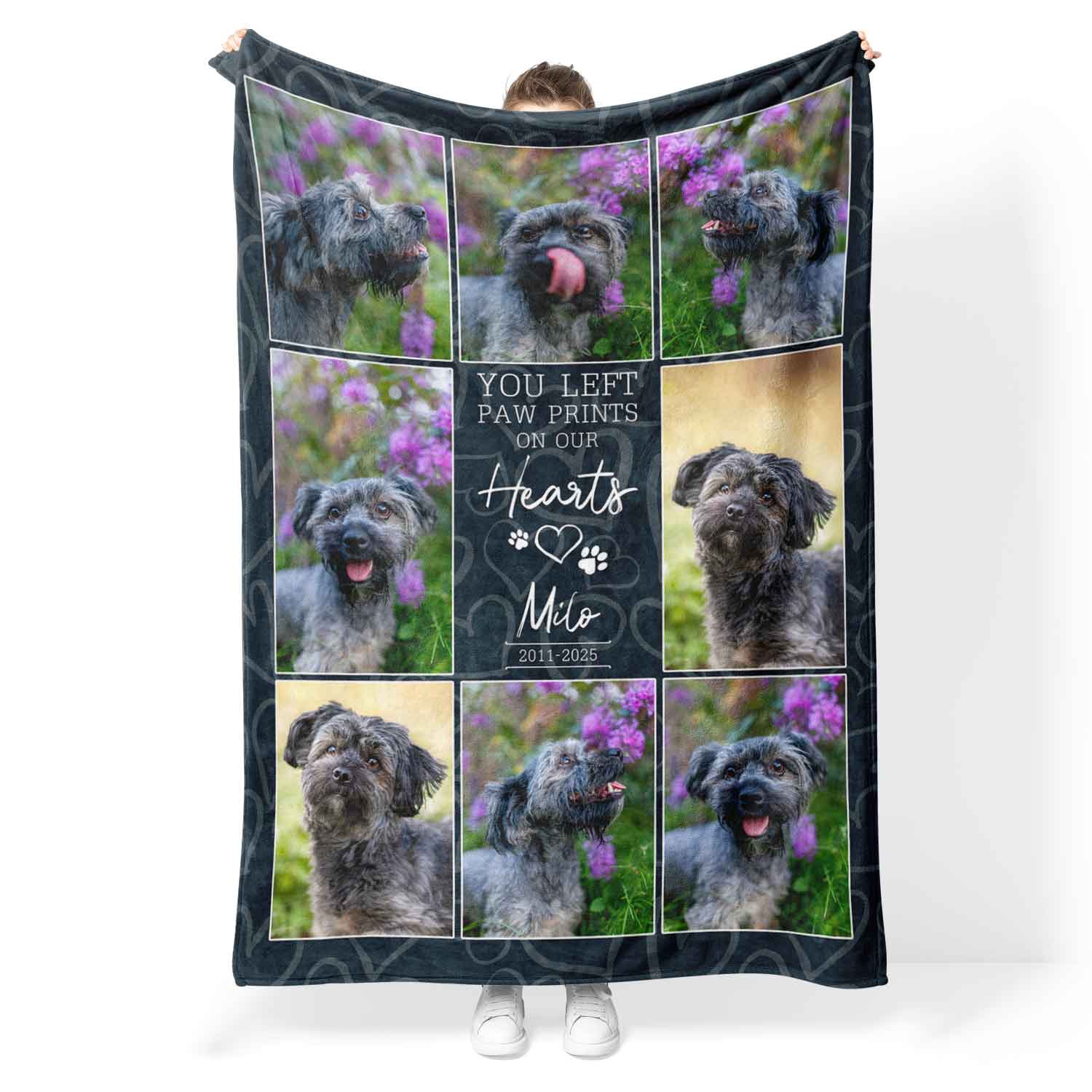 You Left Paw Prints On Our Hearts Dog Memorial Blanket
