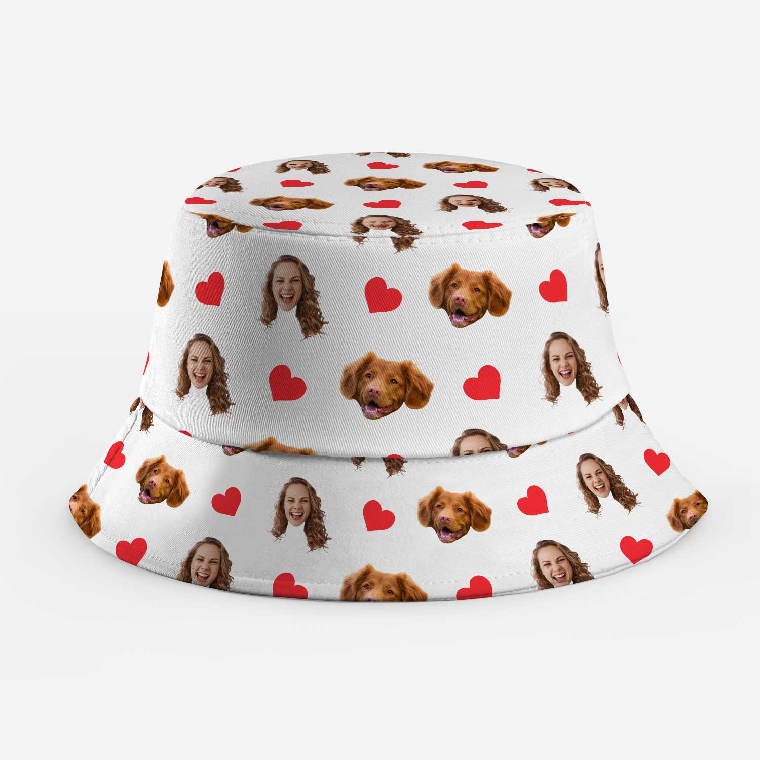 Red Hearts You & Your Dog Custom Bucket Hat