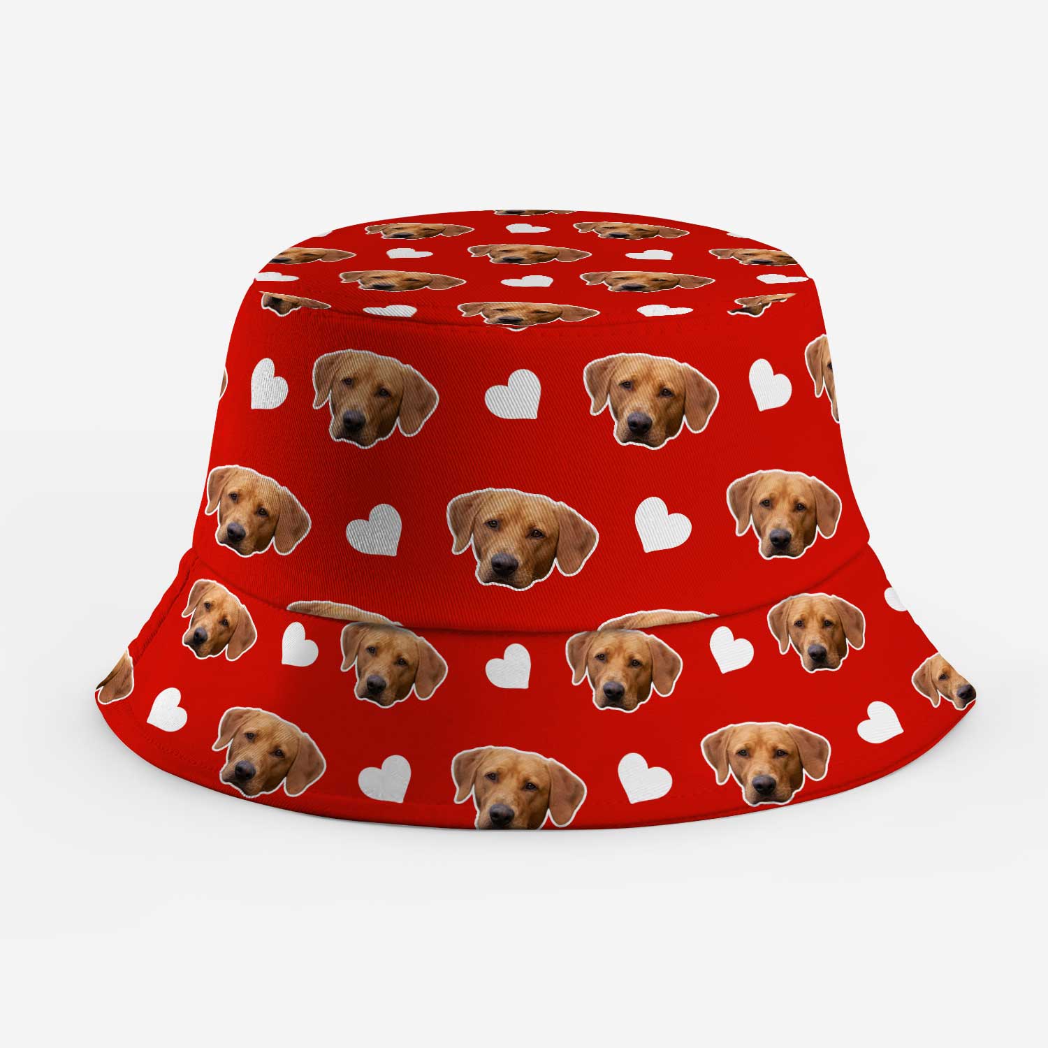 White Hearts Dog Faces Custom Bucket Hat