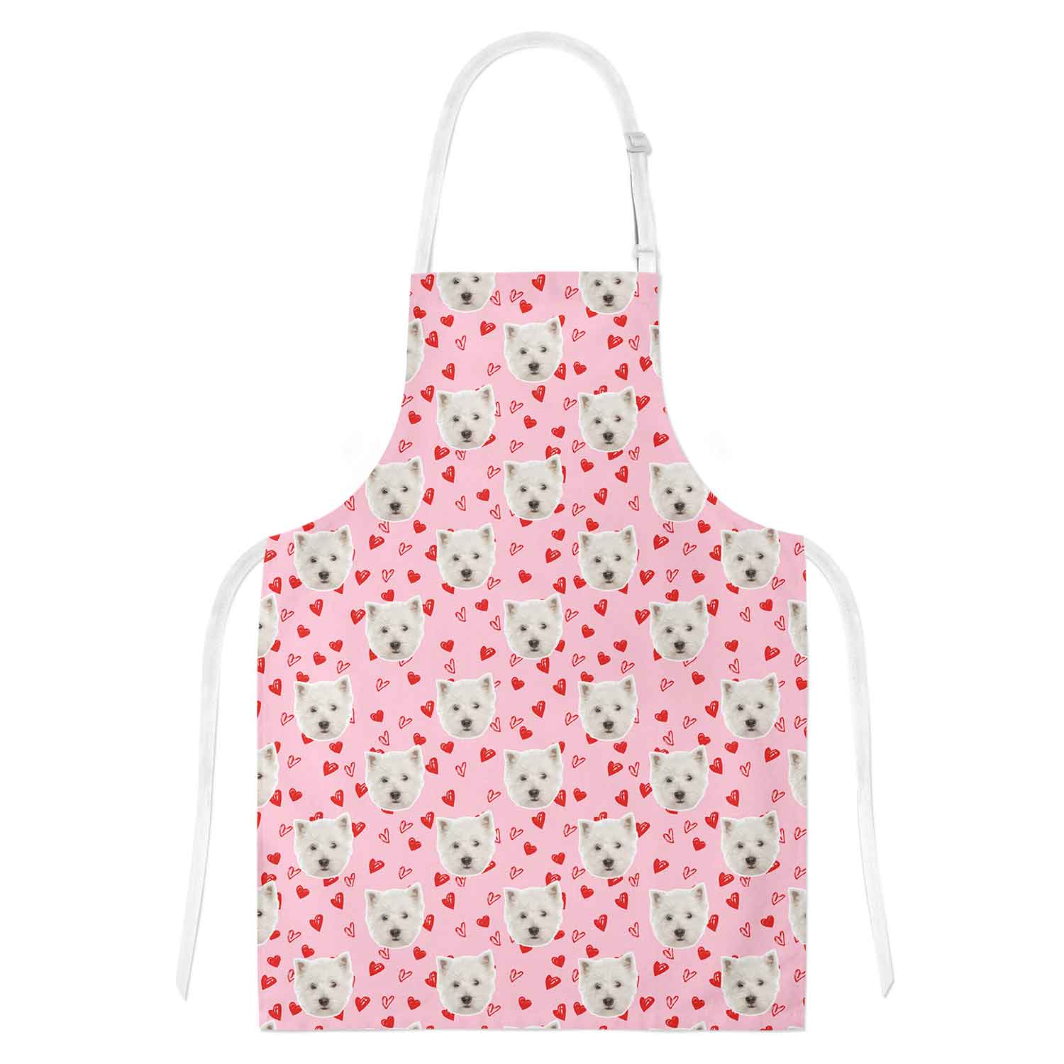 Love Heart Pattern Personalised Dog Apron