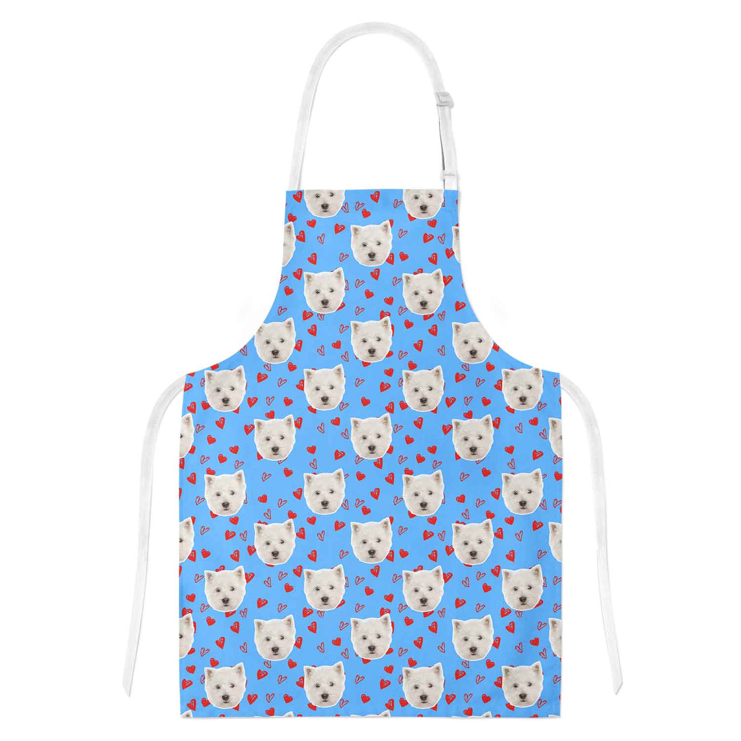 Love Heart Pattern Personalised Dog Apron