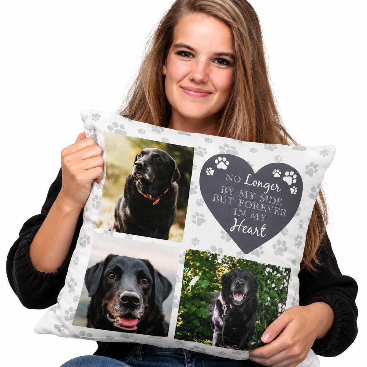 Forever In My Heart Photo Collage Dog Memorial Cushion