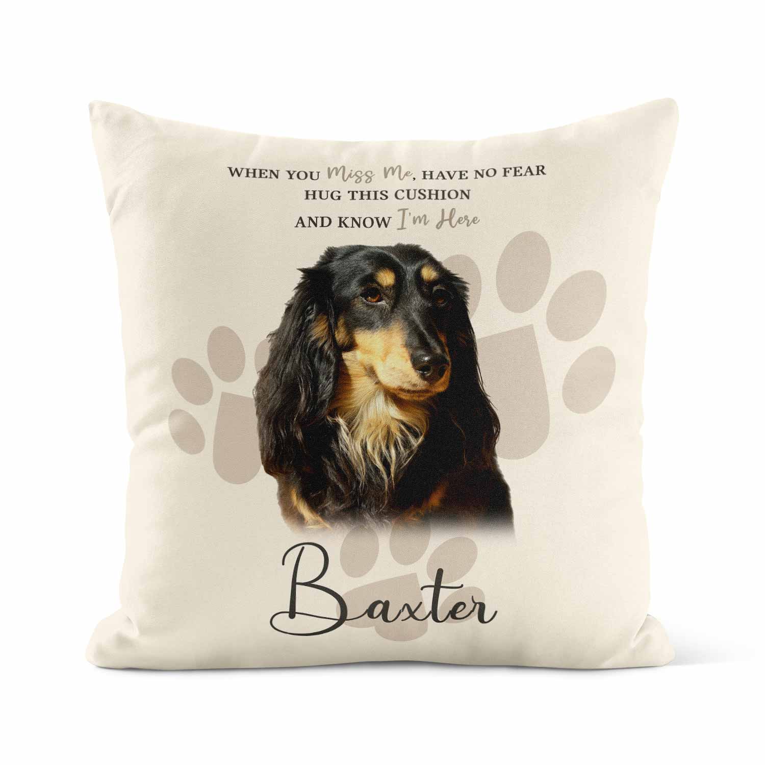 When You Miss Me Know I'm Here Dog (Name) Memorial Cushion