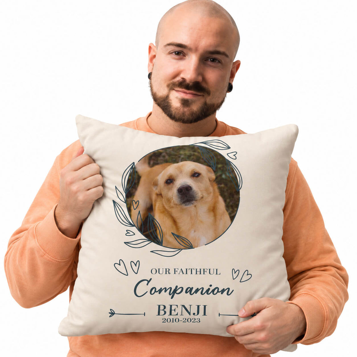 (Name) & (Dates) Our Faithful Companion Dog Memorial Cushion