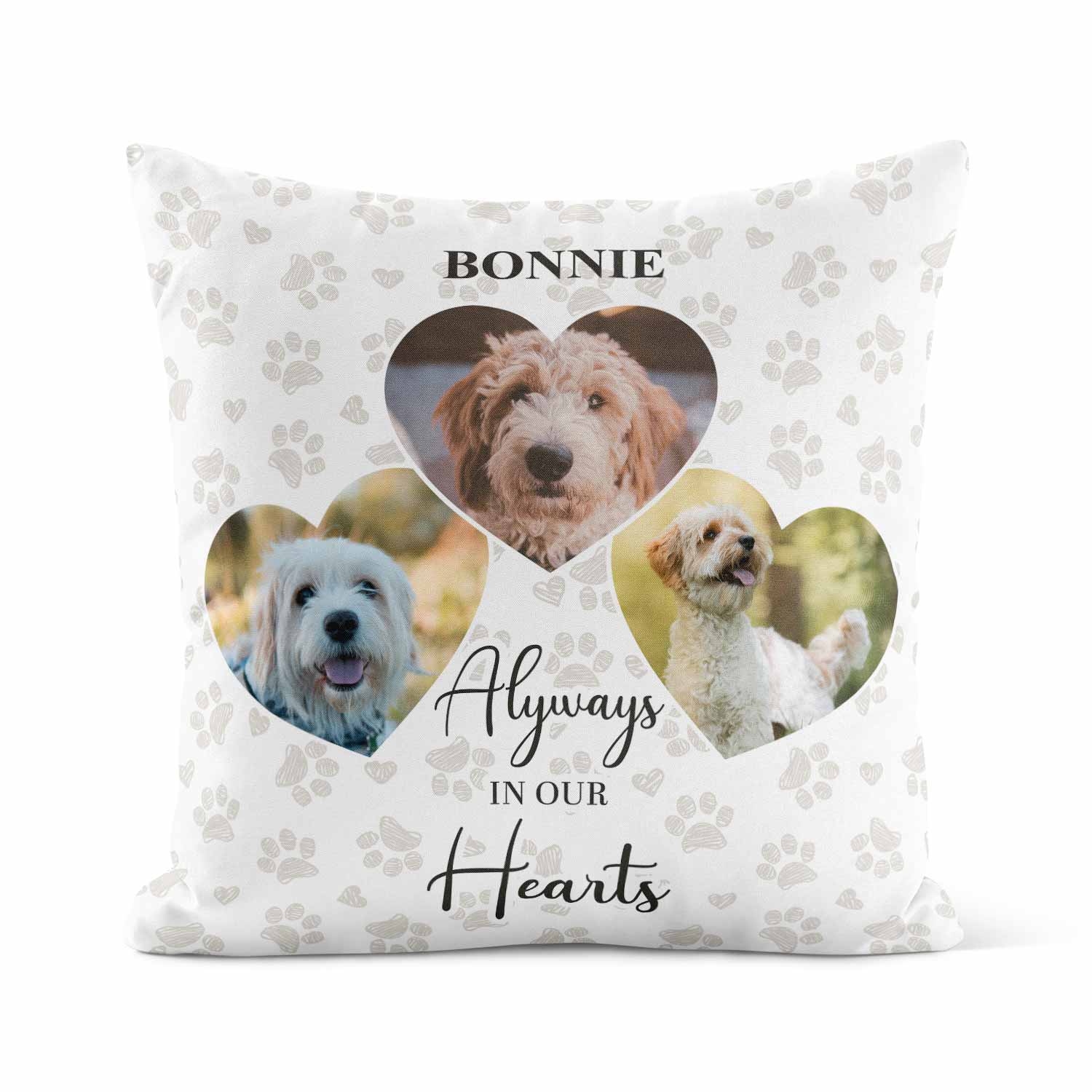 Always In Our Hearts Dog Personalised Memorial Cushion