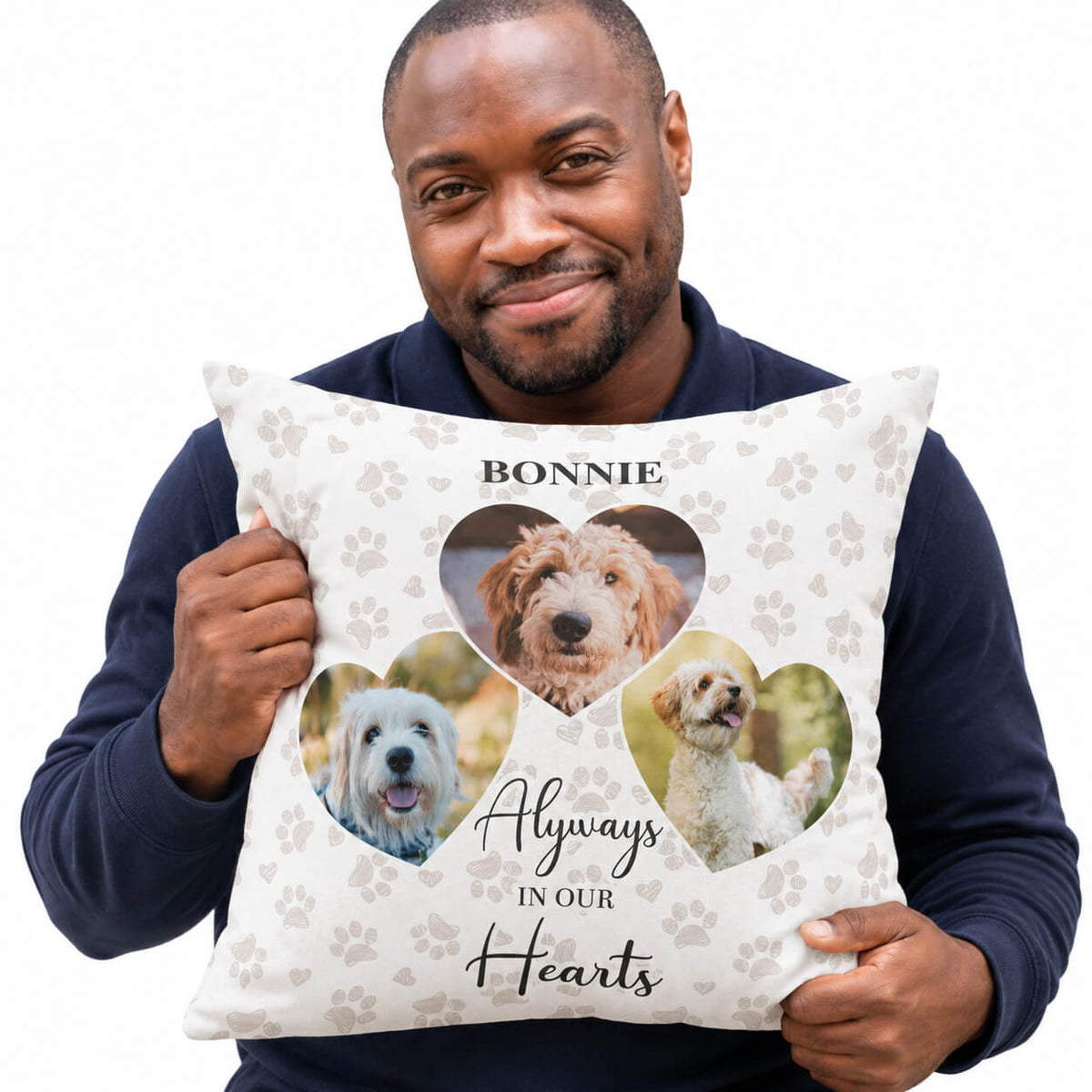 Always In Our Hearts Dog Personalised Memorial Cushion