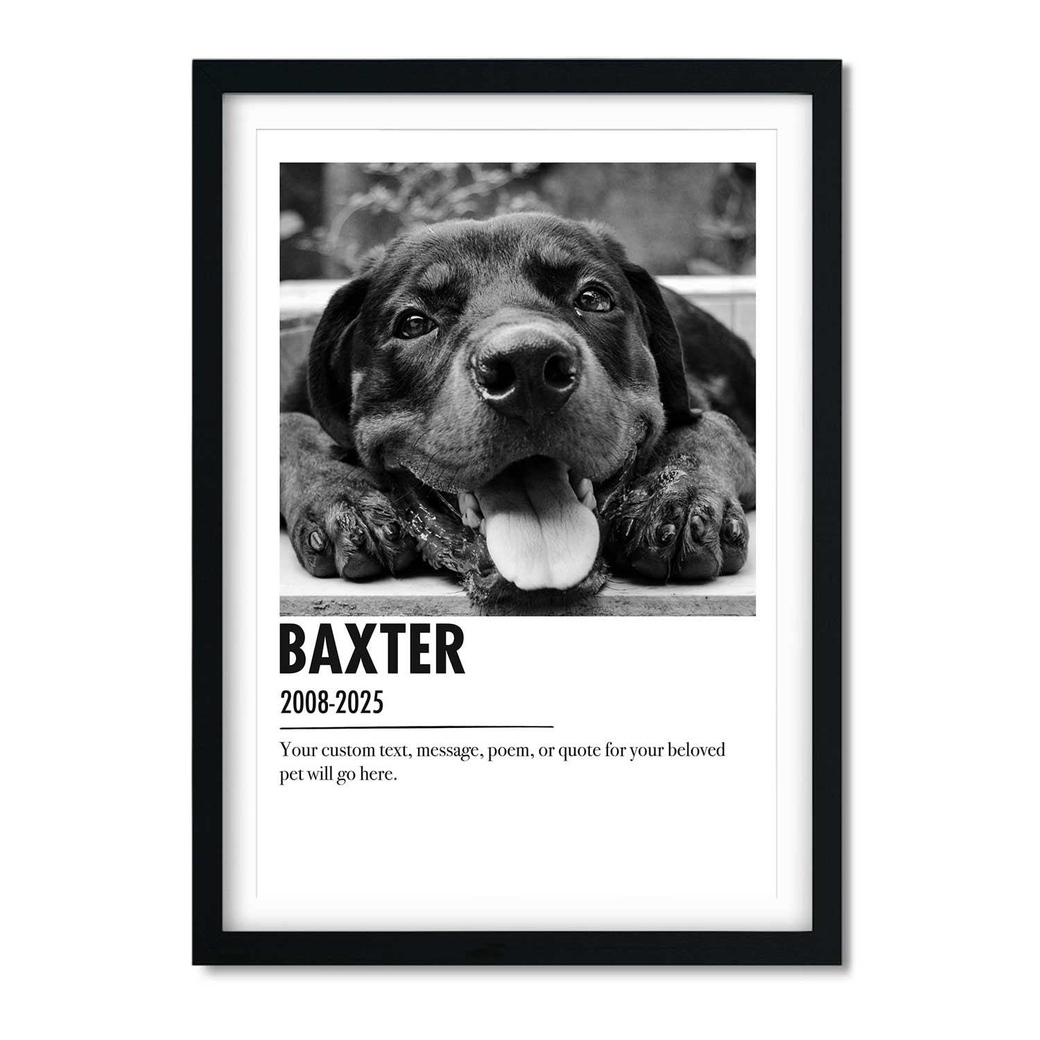 (Name) & (Date) With Custom Message Dog Memorial Print