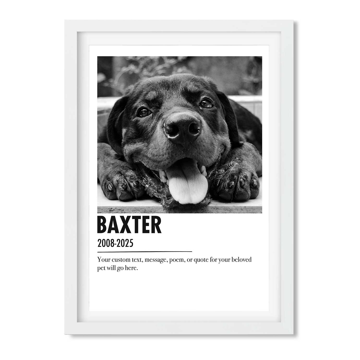 (Name) & (Date) With Custom Message Dog Memorial Print