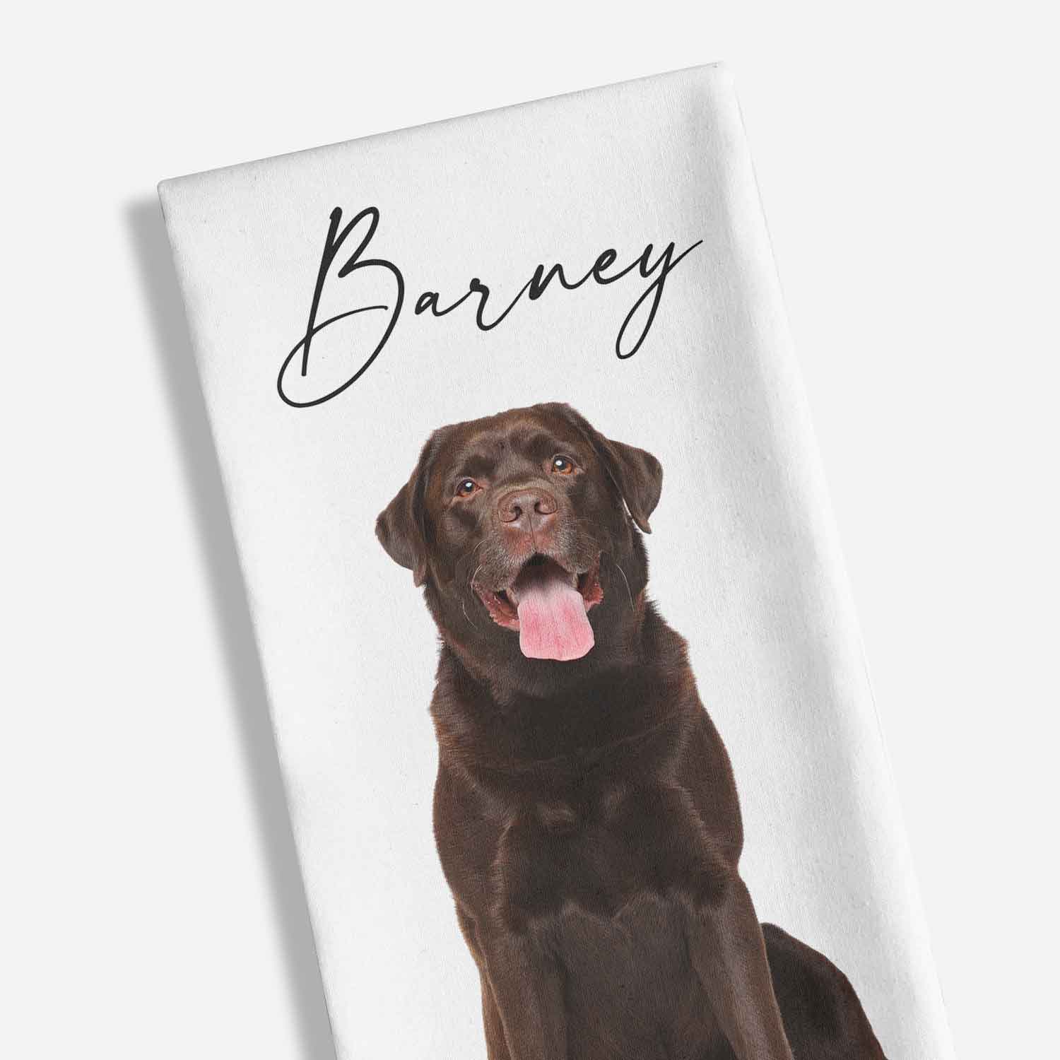 Scripted Name Dog Photo Personalised Tea Towel