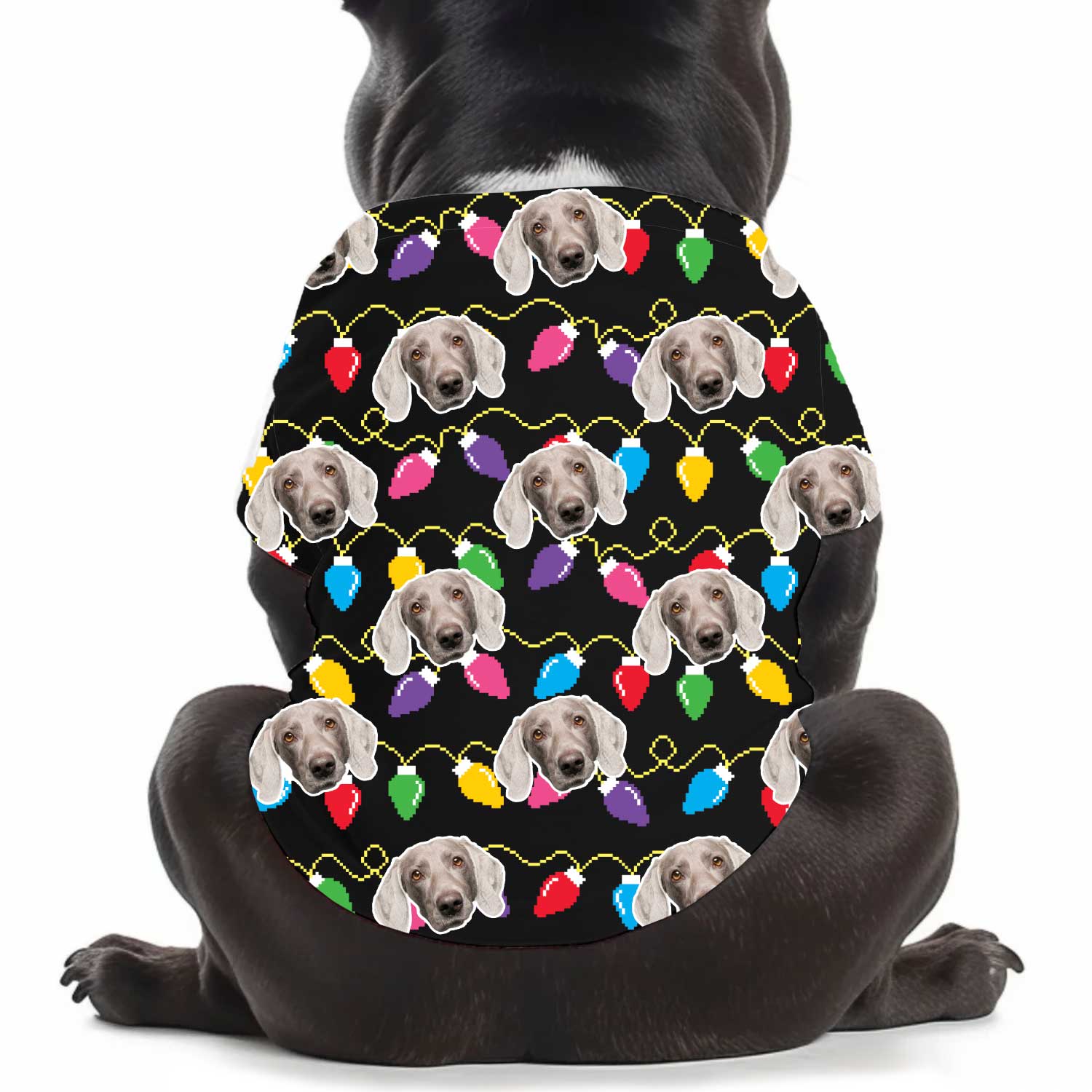 Your Face Christmas Lights Personalised Dog T Shirt