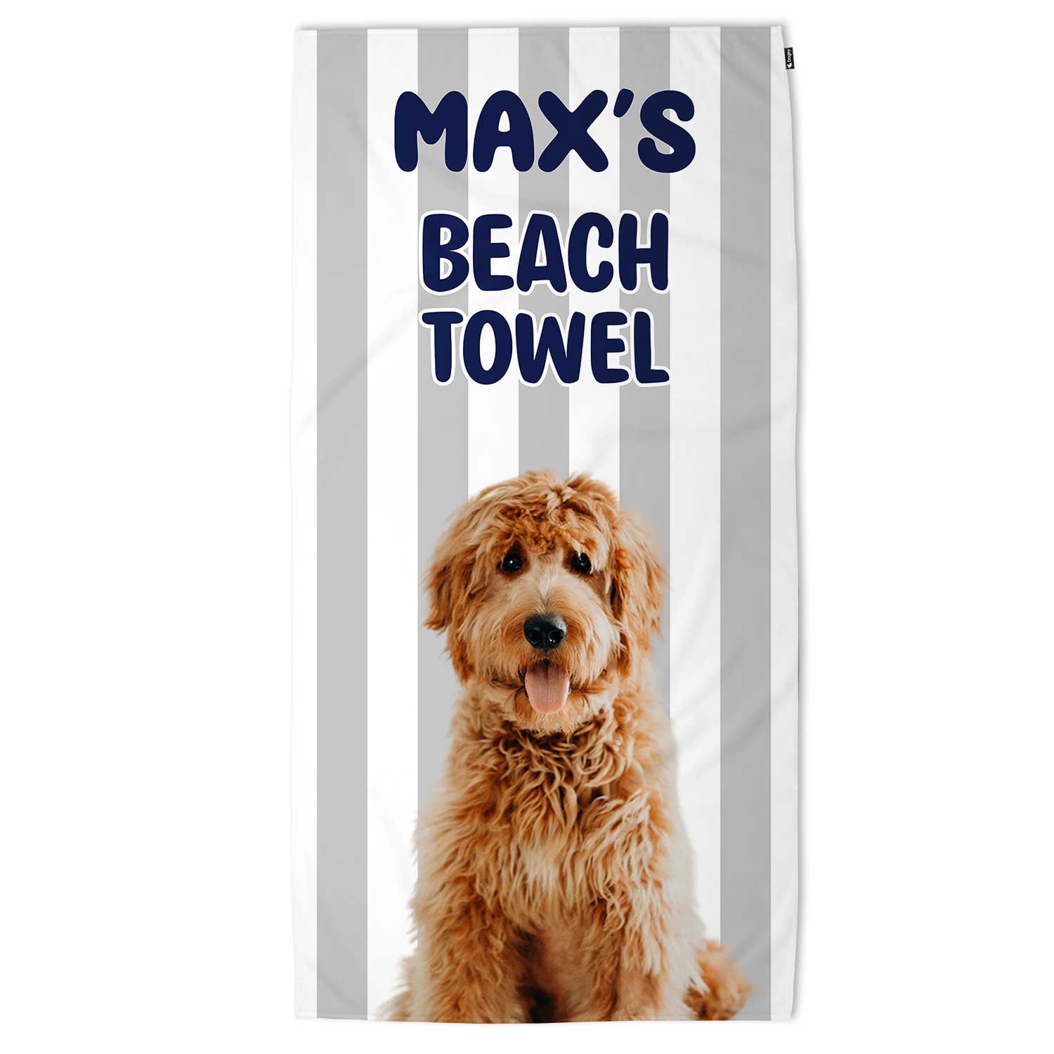 Personalised Dog (Name) Striped Beach Towel