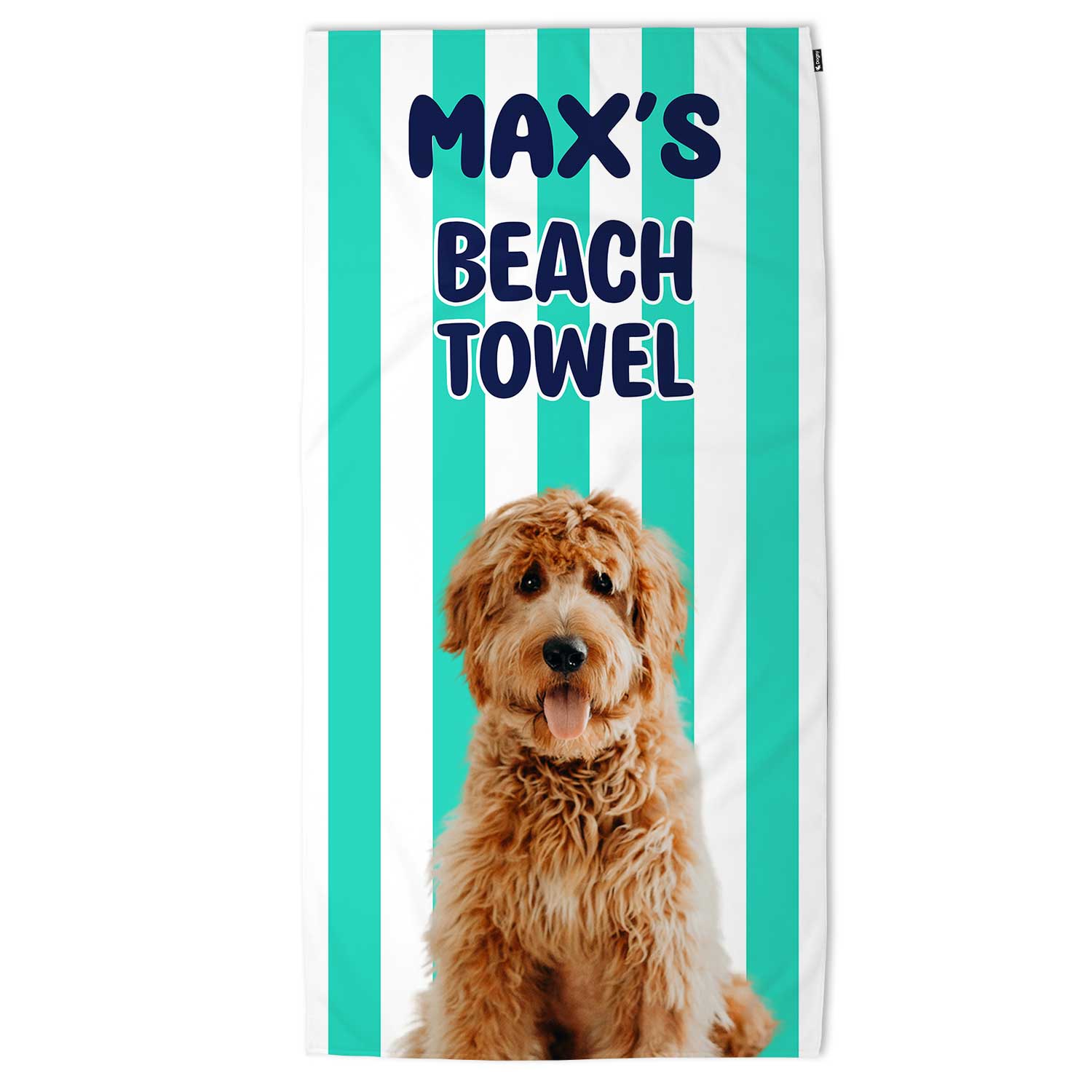 Personalised Dog (Name) Striped Beach Towel