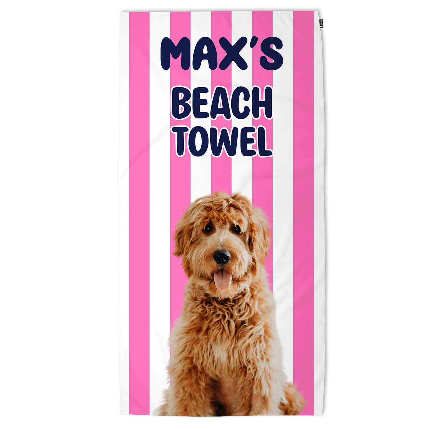 Personalised Dog (Name) Striped Beach Towel
