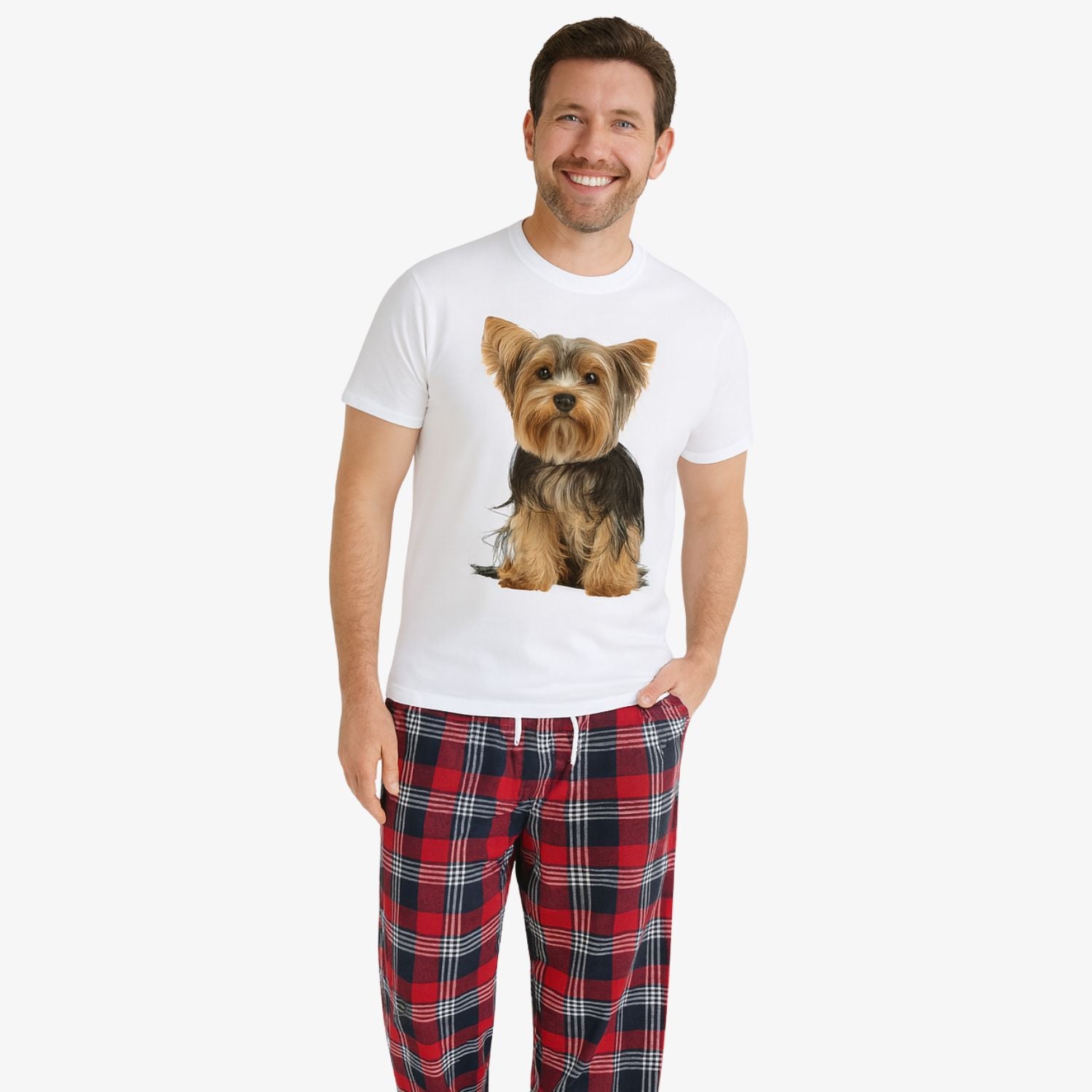 mens personalised pyjamas with dogs face on