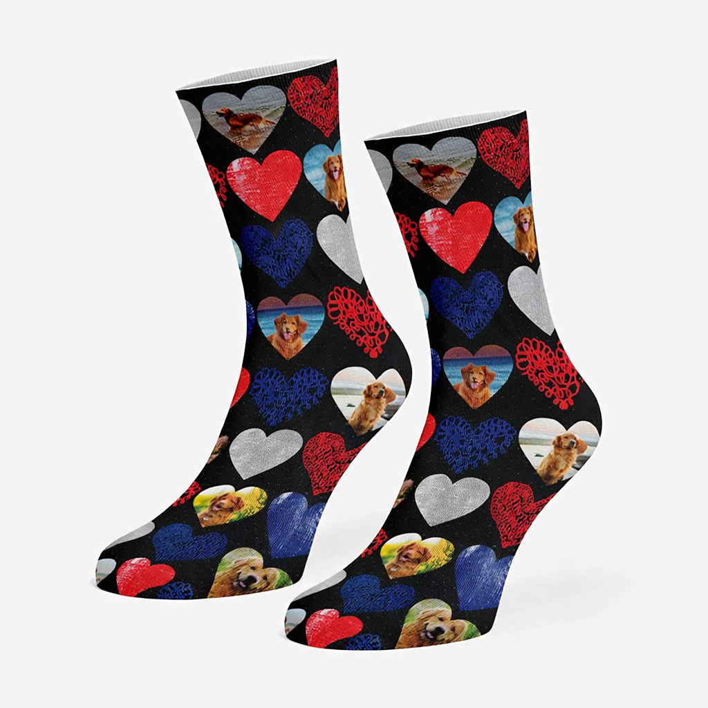 Heart Collage Personalised Dog Socks