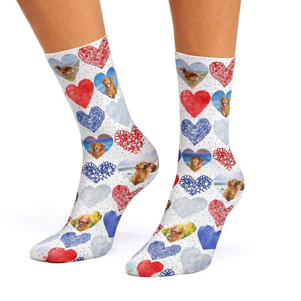 Heart Collage Personalised Dog Socks