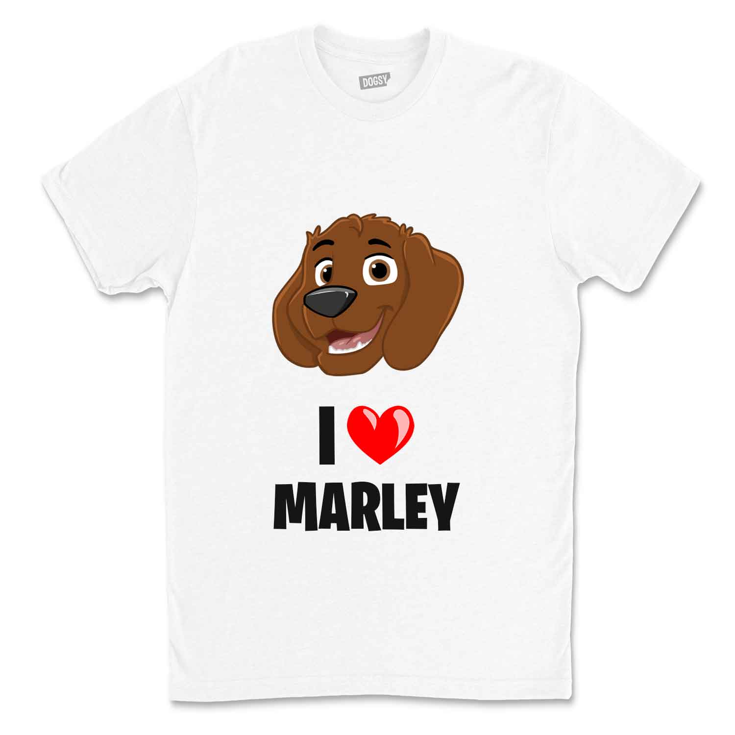 I Heart Dog Name Cartoon Photo Personalised T-Shirt