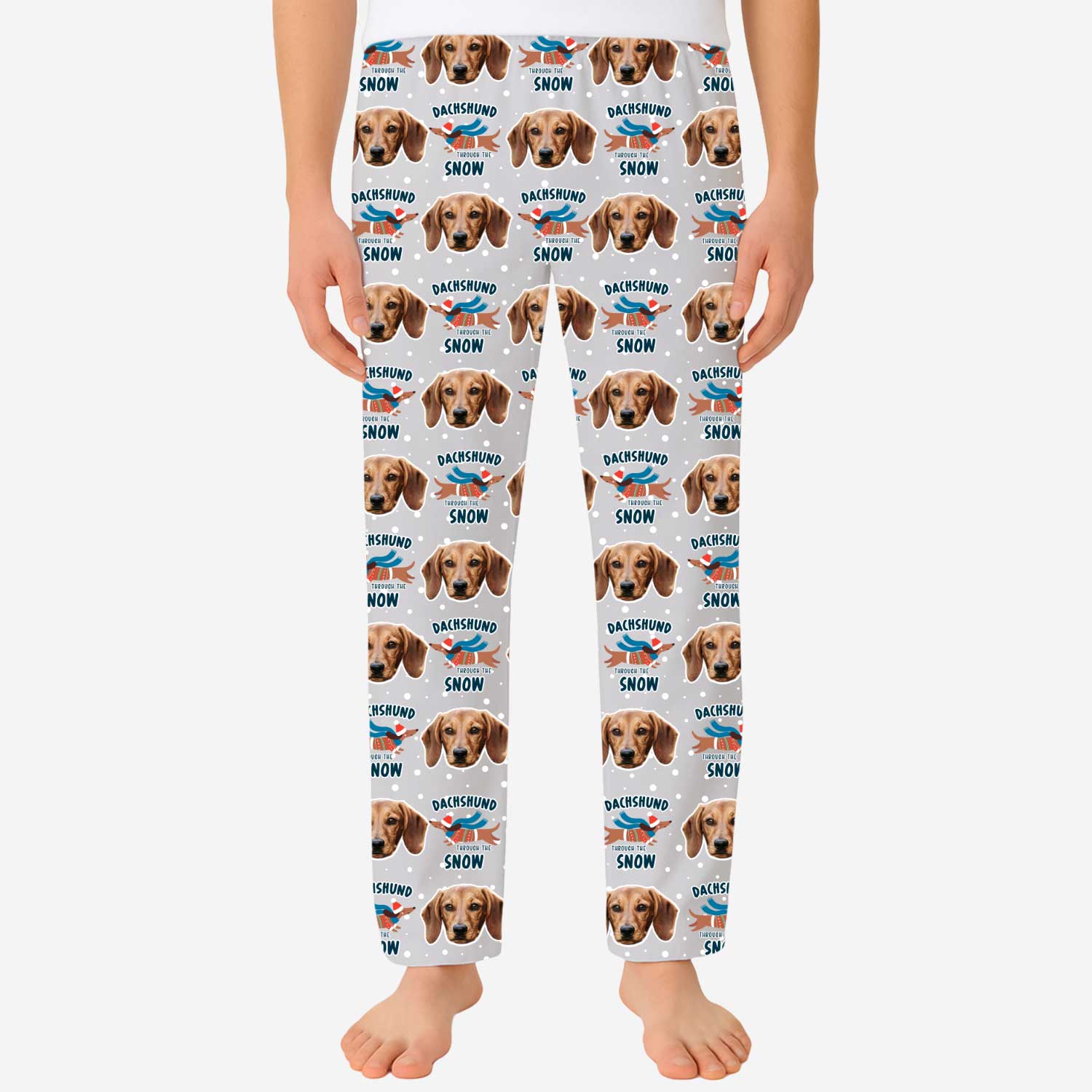 Dachshund Through The Snow Men's Personalised PJ Bottoms