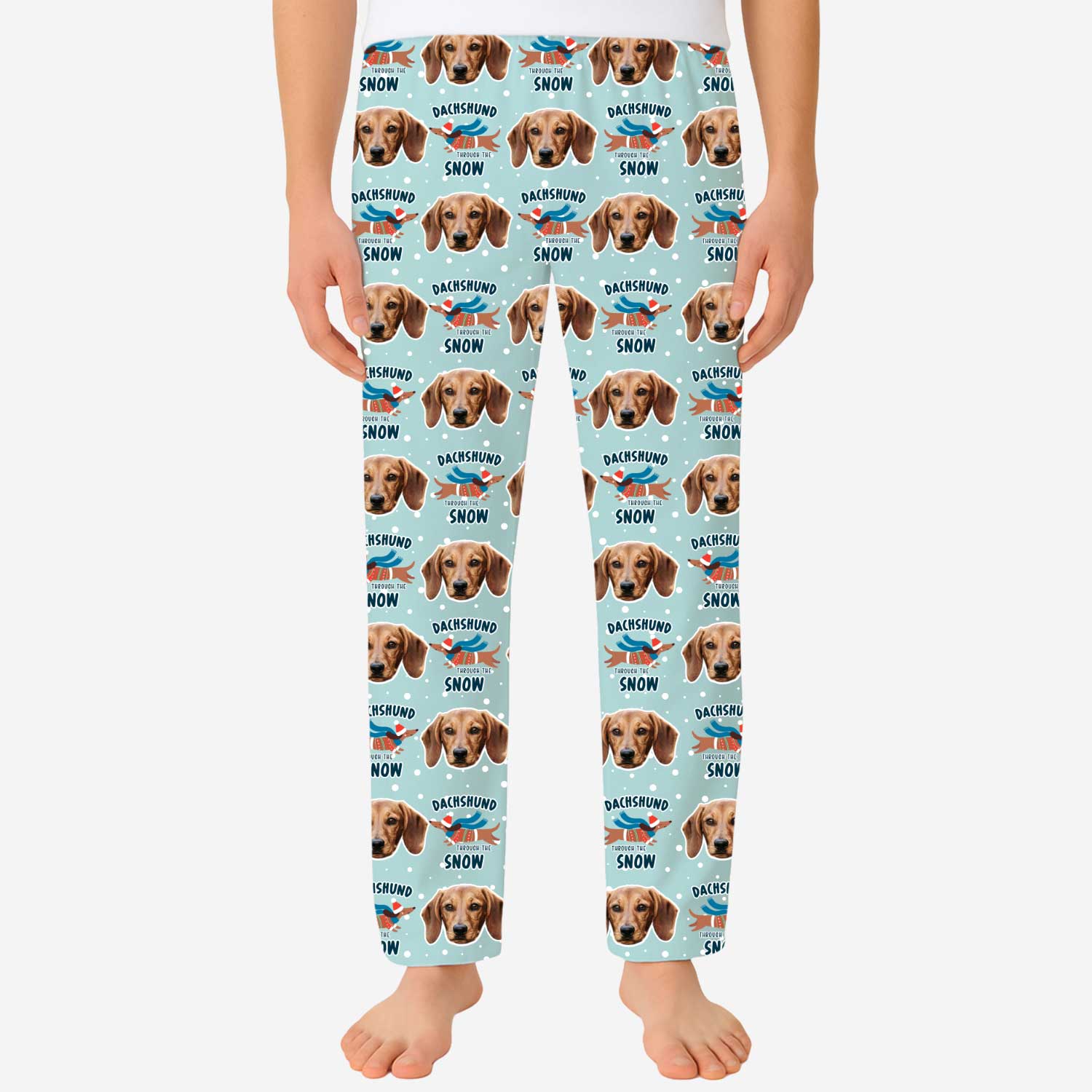 Dachshund Through The Snow Men's Personalised PJ Bottoms