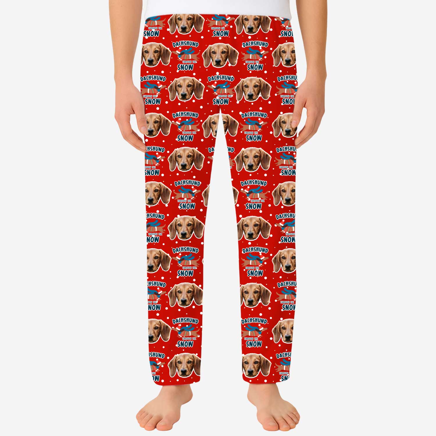 Dachshund Through The Snow Men's Personalised PJ Bottoms