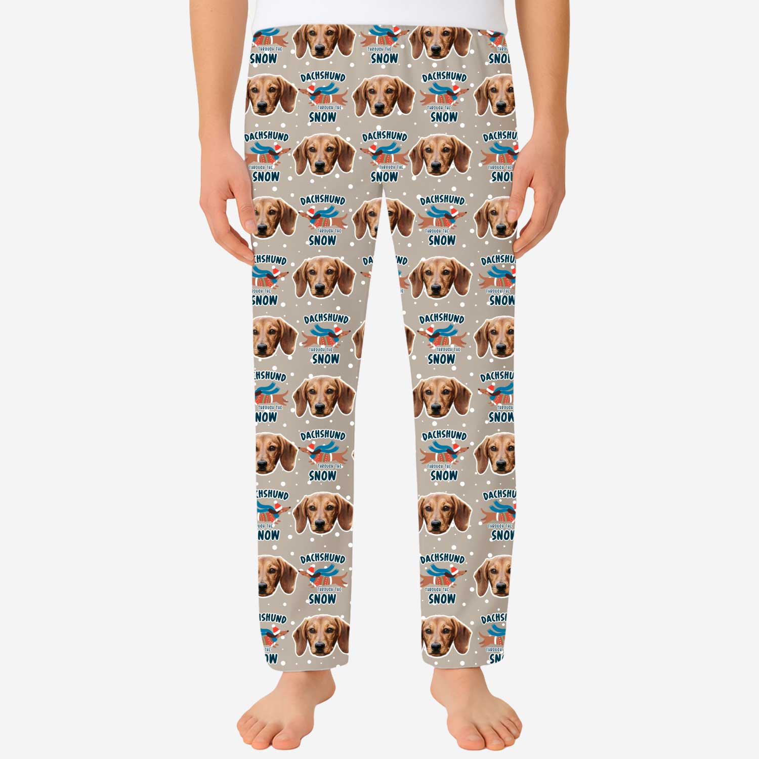 Dachshund Through The Snow Men's Personalised PJ Bottoms