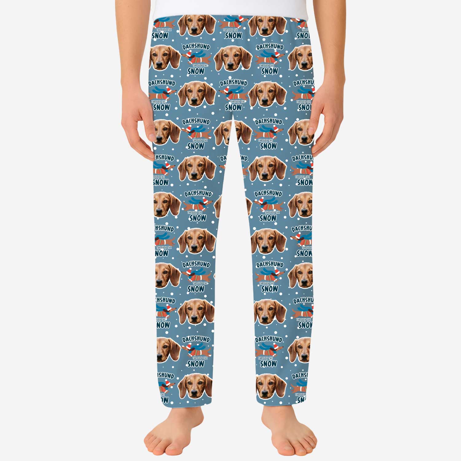 Dachshund Through The Snow Men's Personalised PJ Bottoms