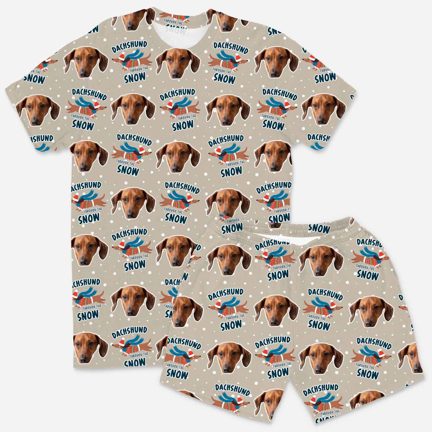 Dachshund Through The Snow Men's Personalised Pyjamas - Shorts Set