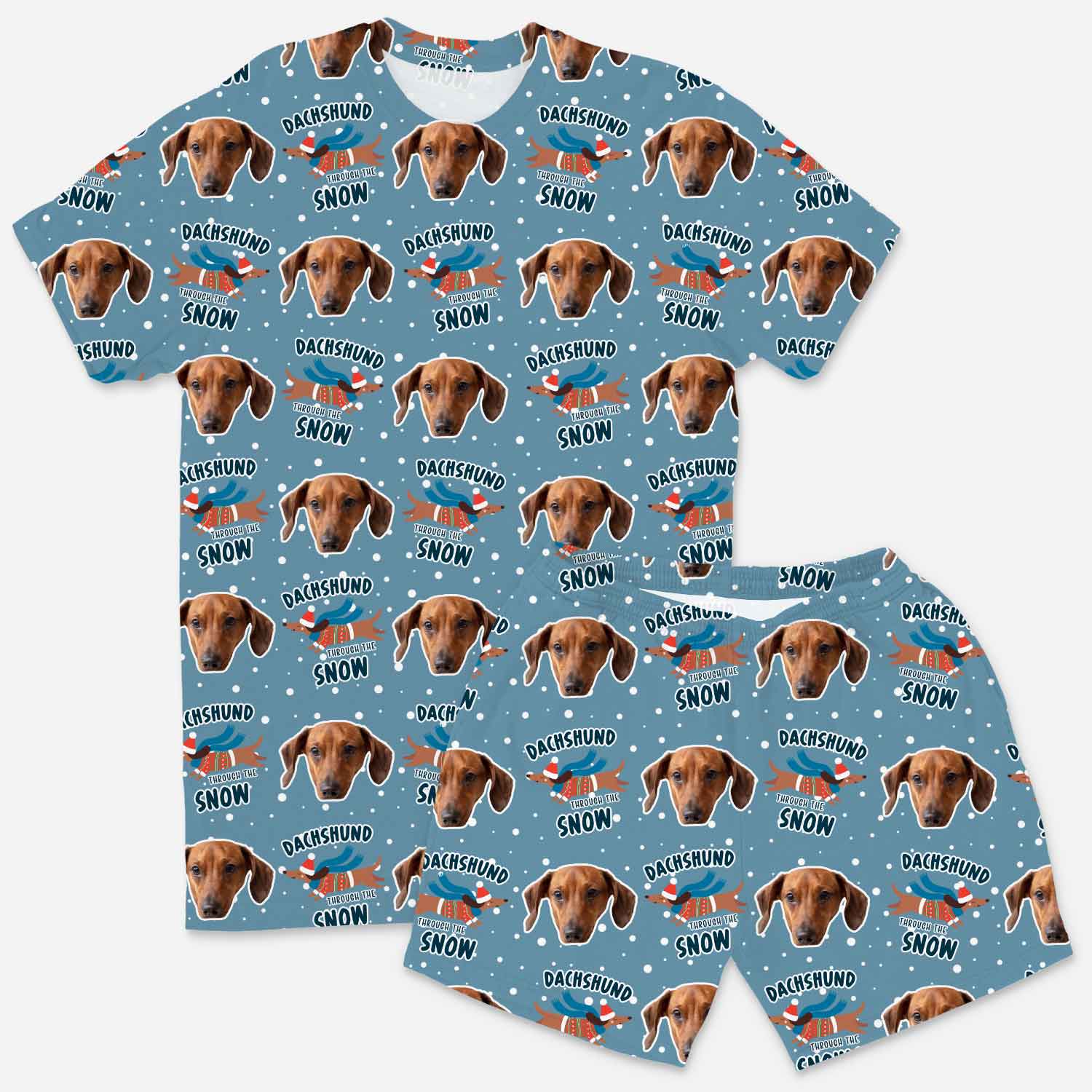 Dachshund Through The Snow Men's Personalised Pyjamas - Shorts Set