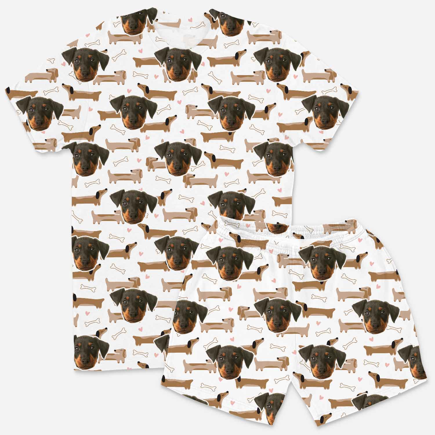 Duvet cover and pillowcase set with Rottweiler pattern on a white background