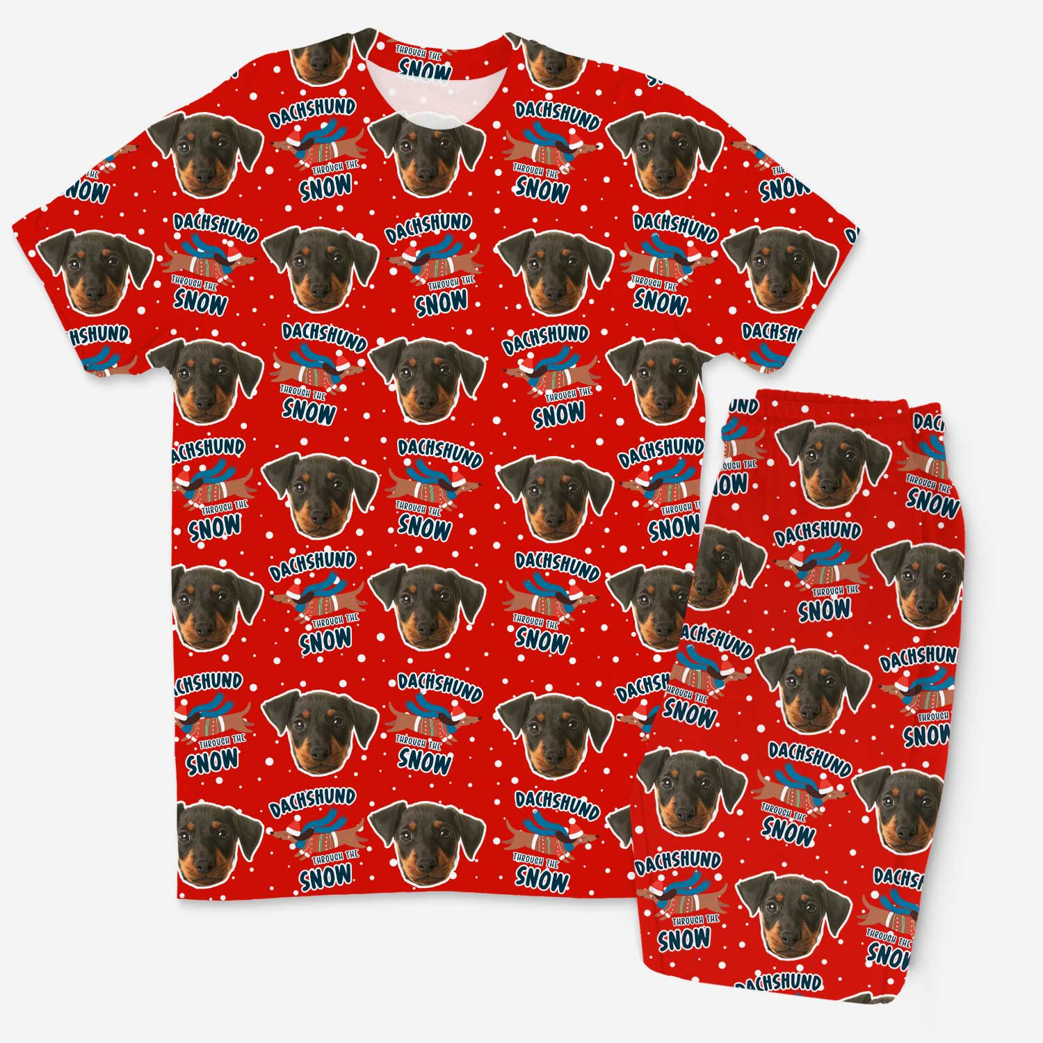 Dachshund Through The Snow Men's Personalised Pyjamas - Trouser Set
