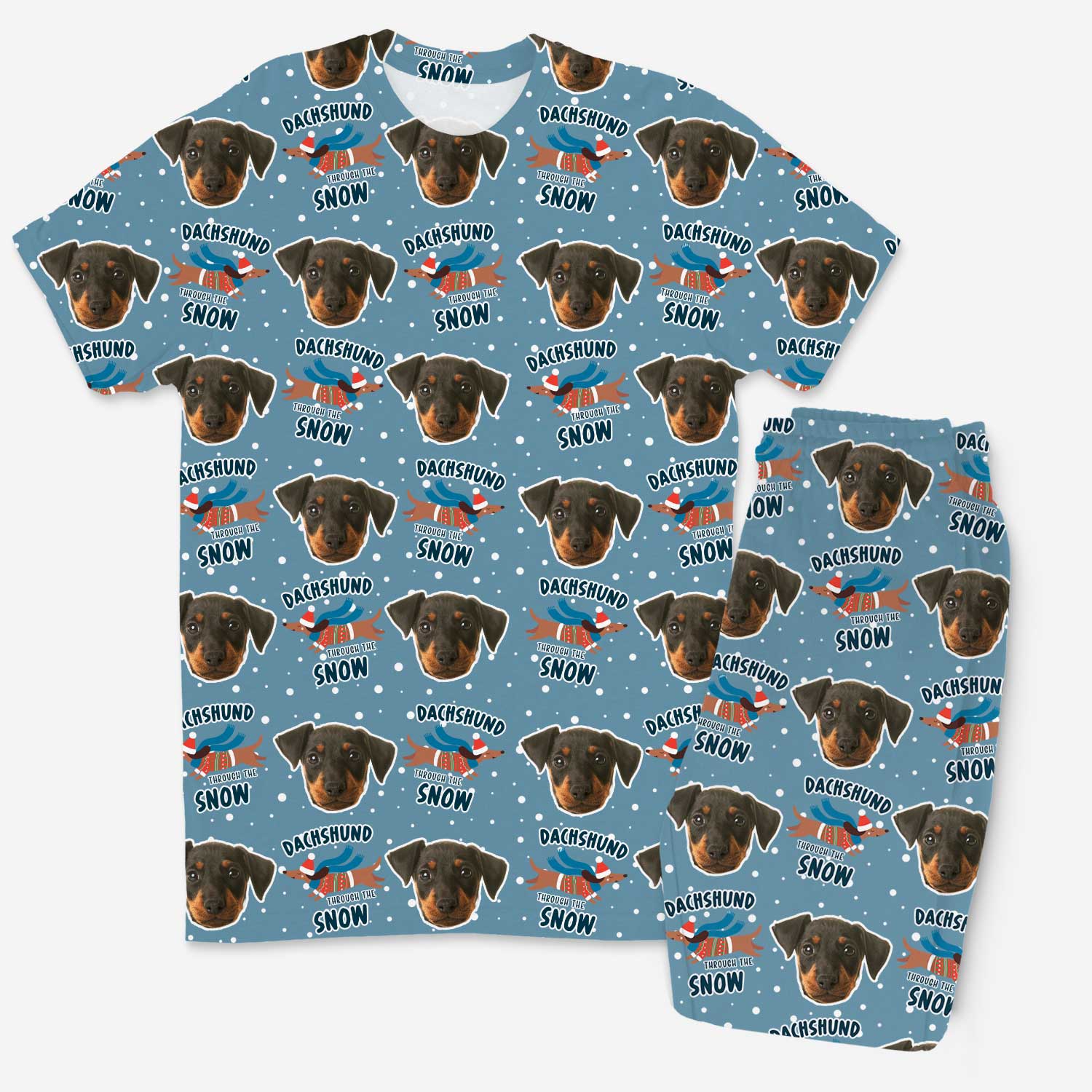 Dachshund Through The Snow Men's Personalised Pyjamas - Trouser Set