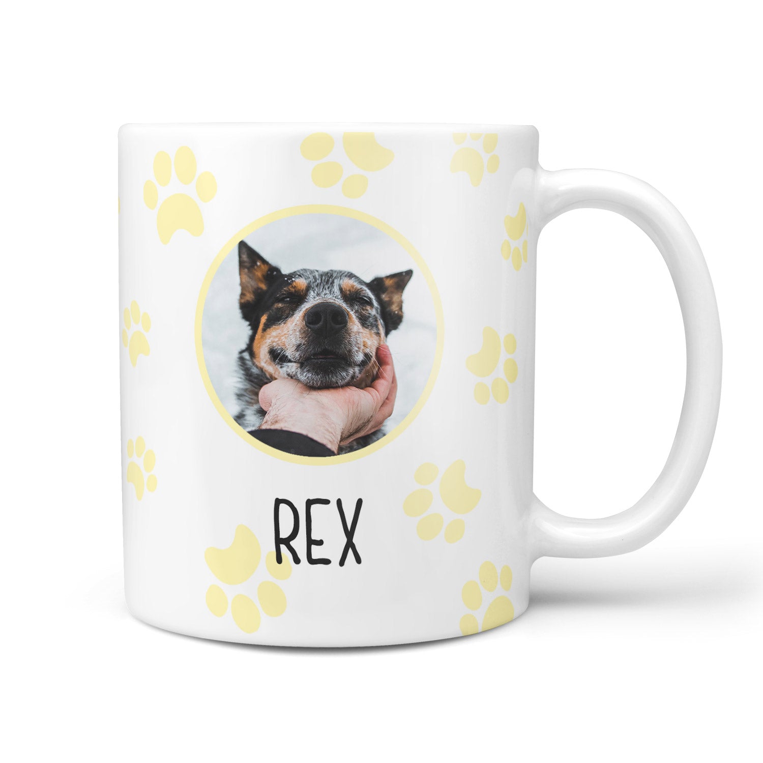 Photo and Name Paw Print Personalised Dog Mug