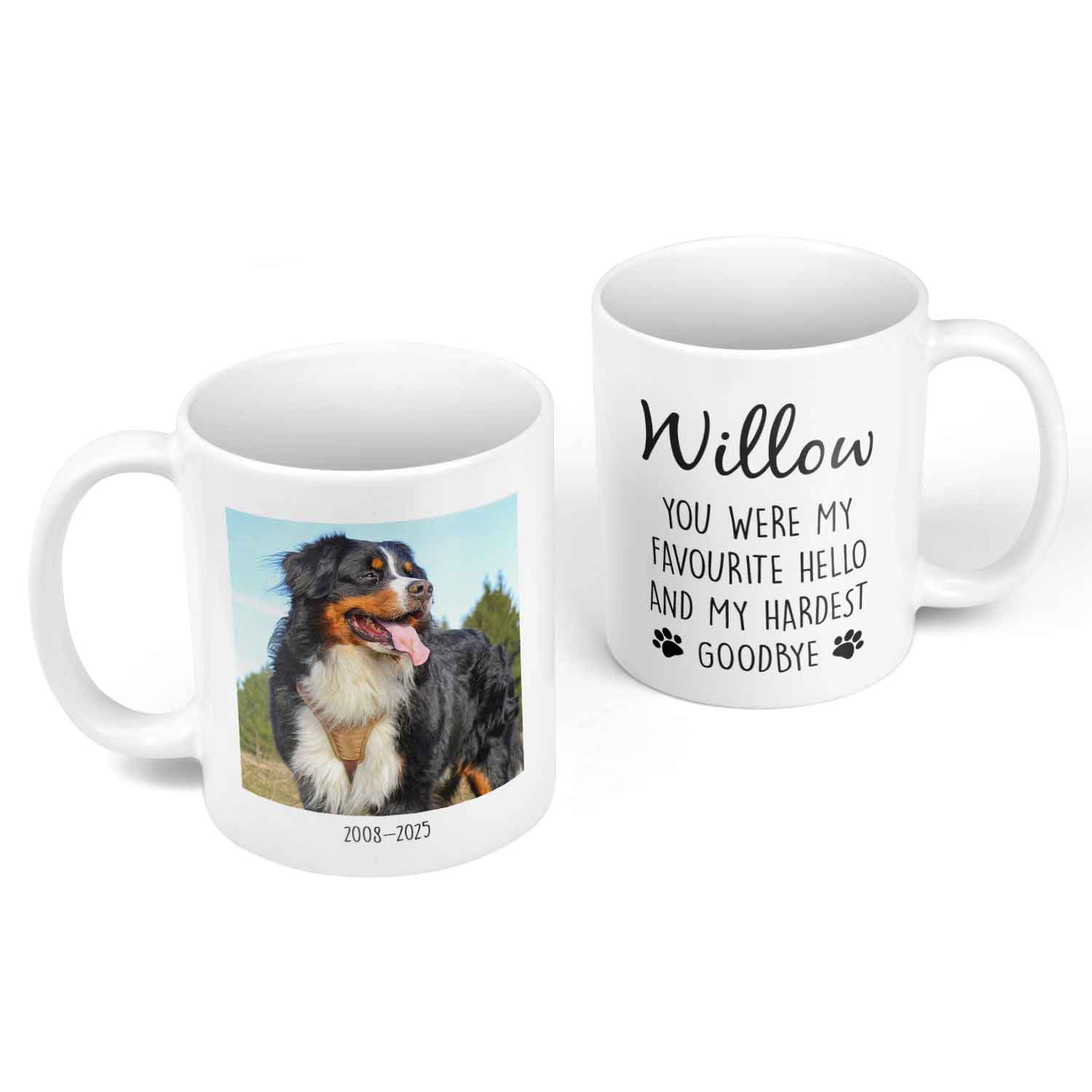 (Name) Favourite Hello & Hardest Goodbye Dog Memorial Mug