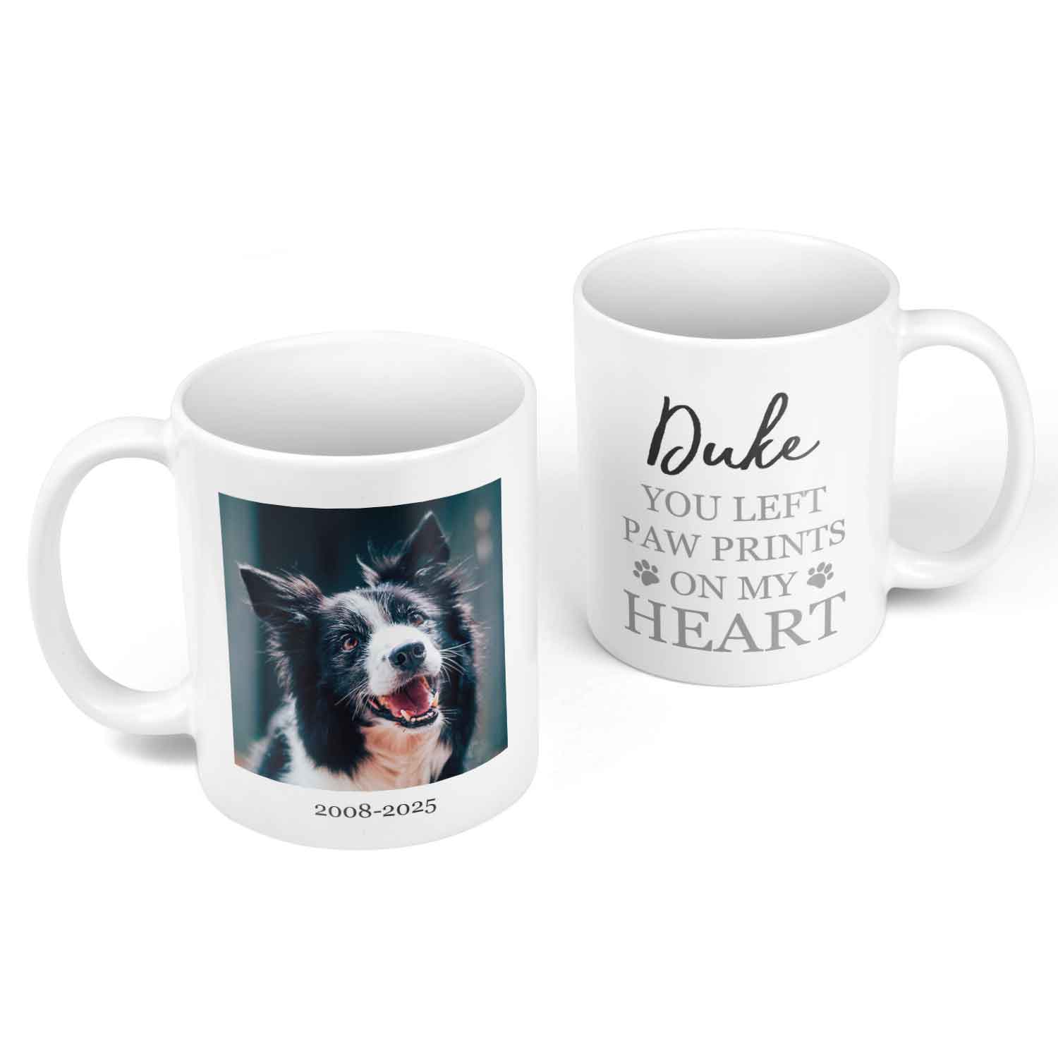 (Dog Name) You Left Paw Prints On My Heart Personalised Memorial Mug