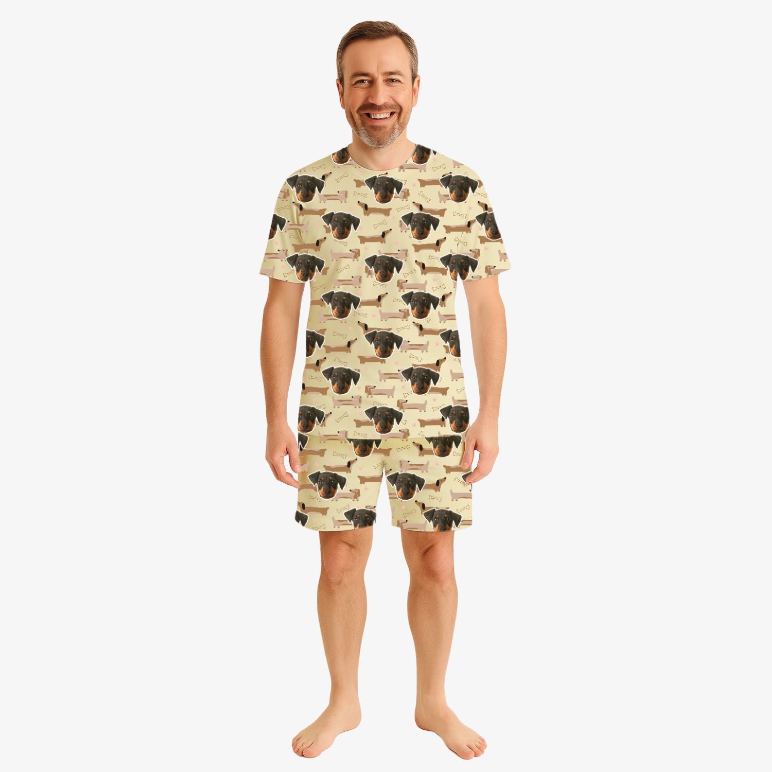 Dachshund Dog Pattern Men's Personalised Pyjamas - Shorts Set