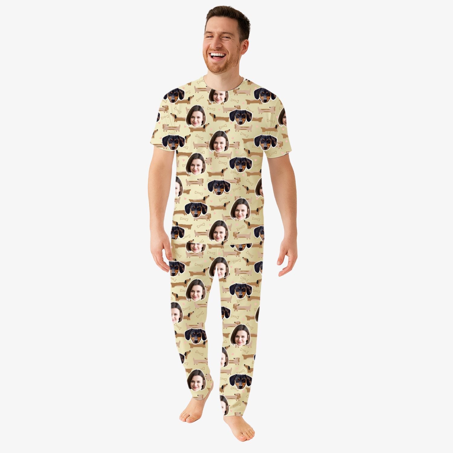 Dachshund Dog Pattern Men's Personalised Pyjamas - Trouser Set