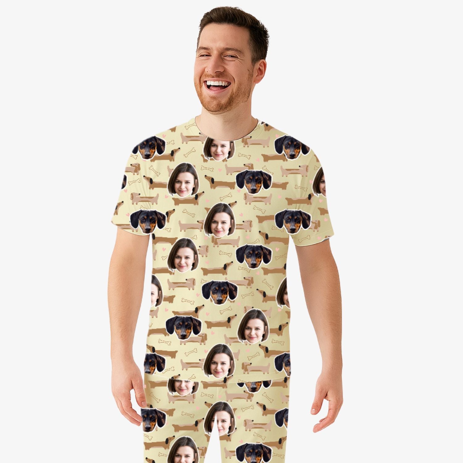 Dachshund Dog Pattern Men's Personalised Pyjamas
