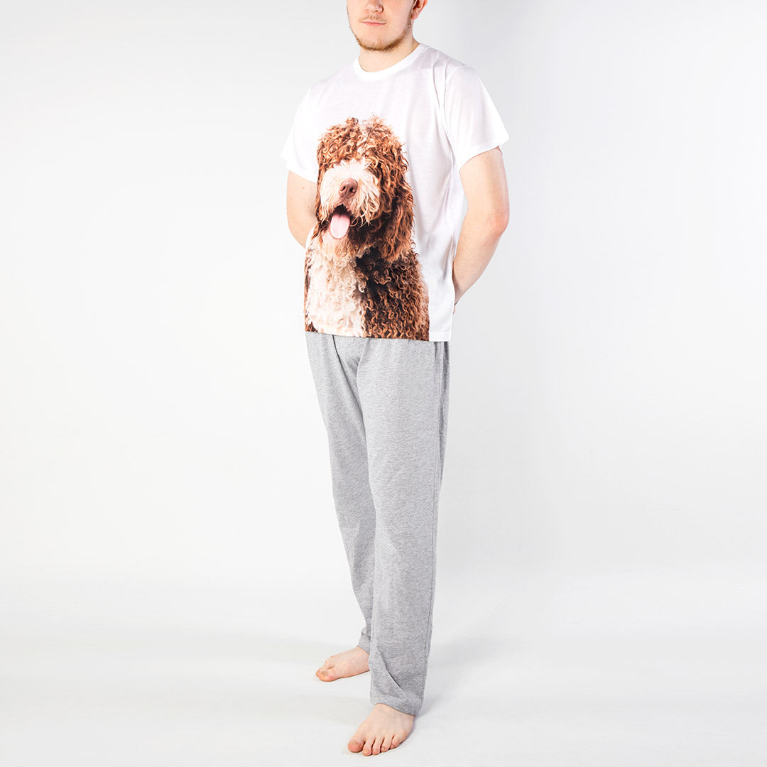 Grey Dog Face Mens Pyjama Set